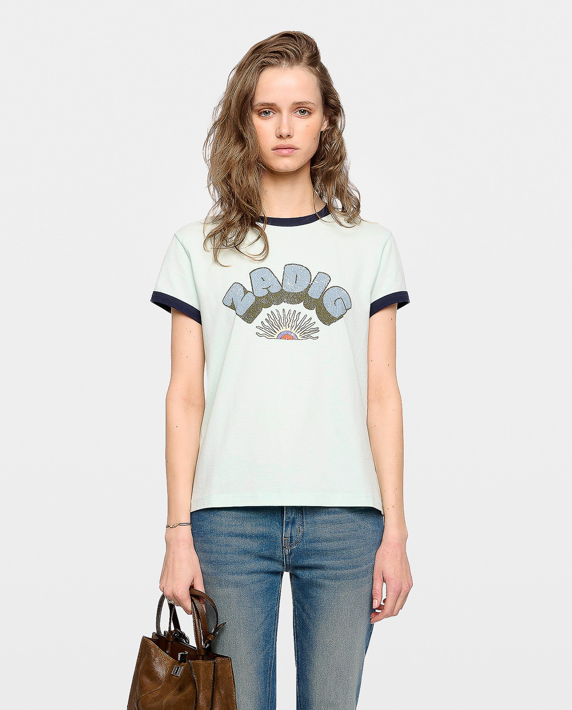 Camiseta de mujer estampada de manga corta de algodón - Zadig & Voltaire - Verde claro Verde claro-1