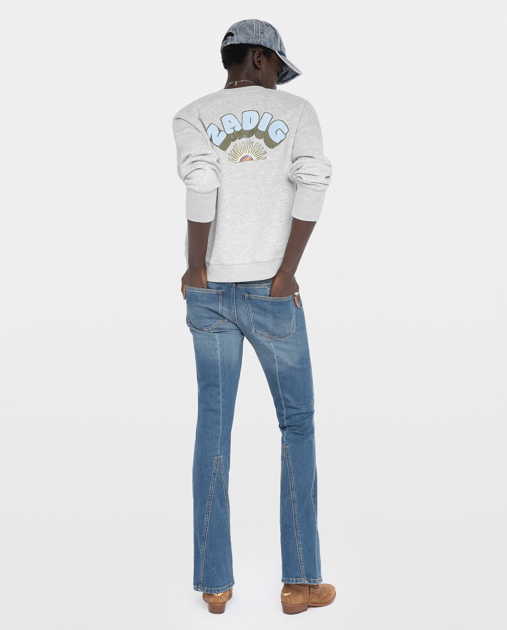 Sudadera de mujer de algodón con cuello redondo y estampado en la espalda - Zadig & Voltaire - Gris claro Gris claro-2