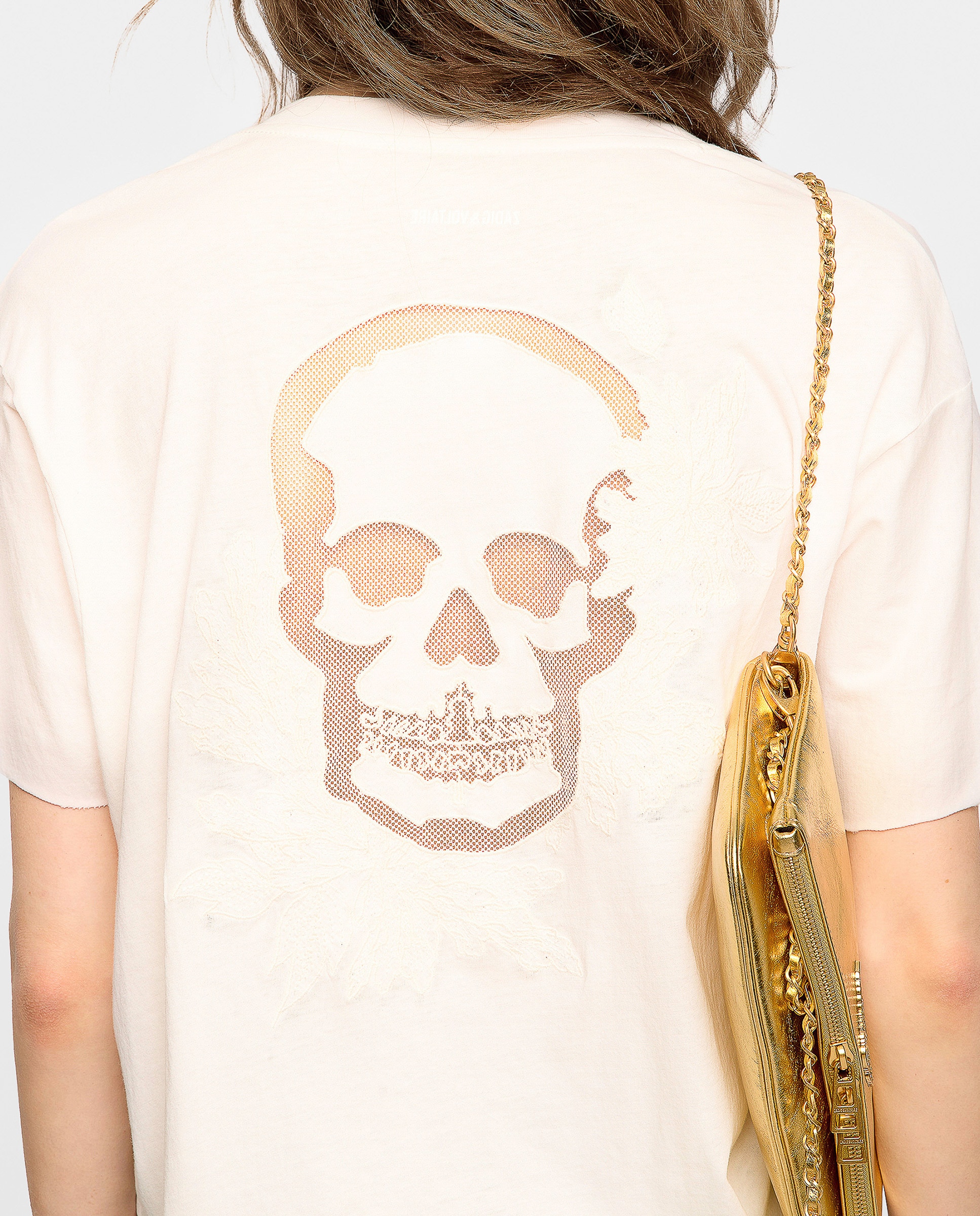 Camiseta de mujer 100% algodón manga corta cuello pico - Zadig & Voltaire - Blanco Blanco-5