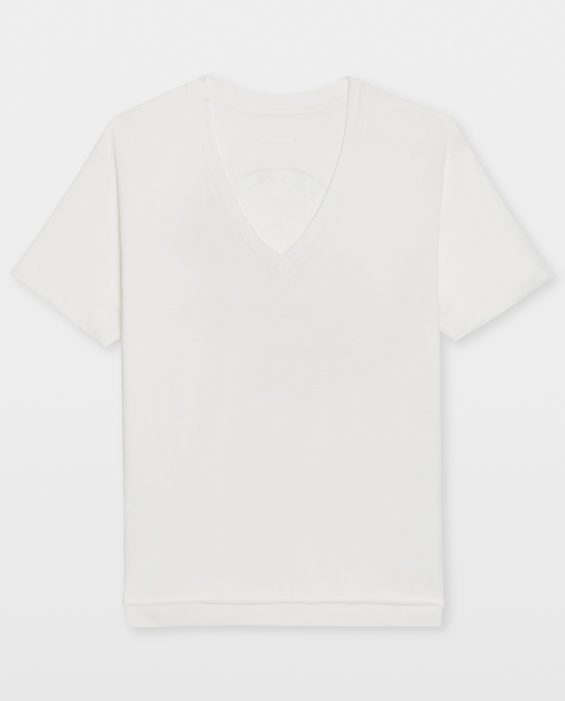 Camiseta de mujer 100% algodón manga corta cuello pico - Zadig & Voltaire - Blanco Blanco-7