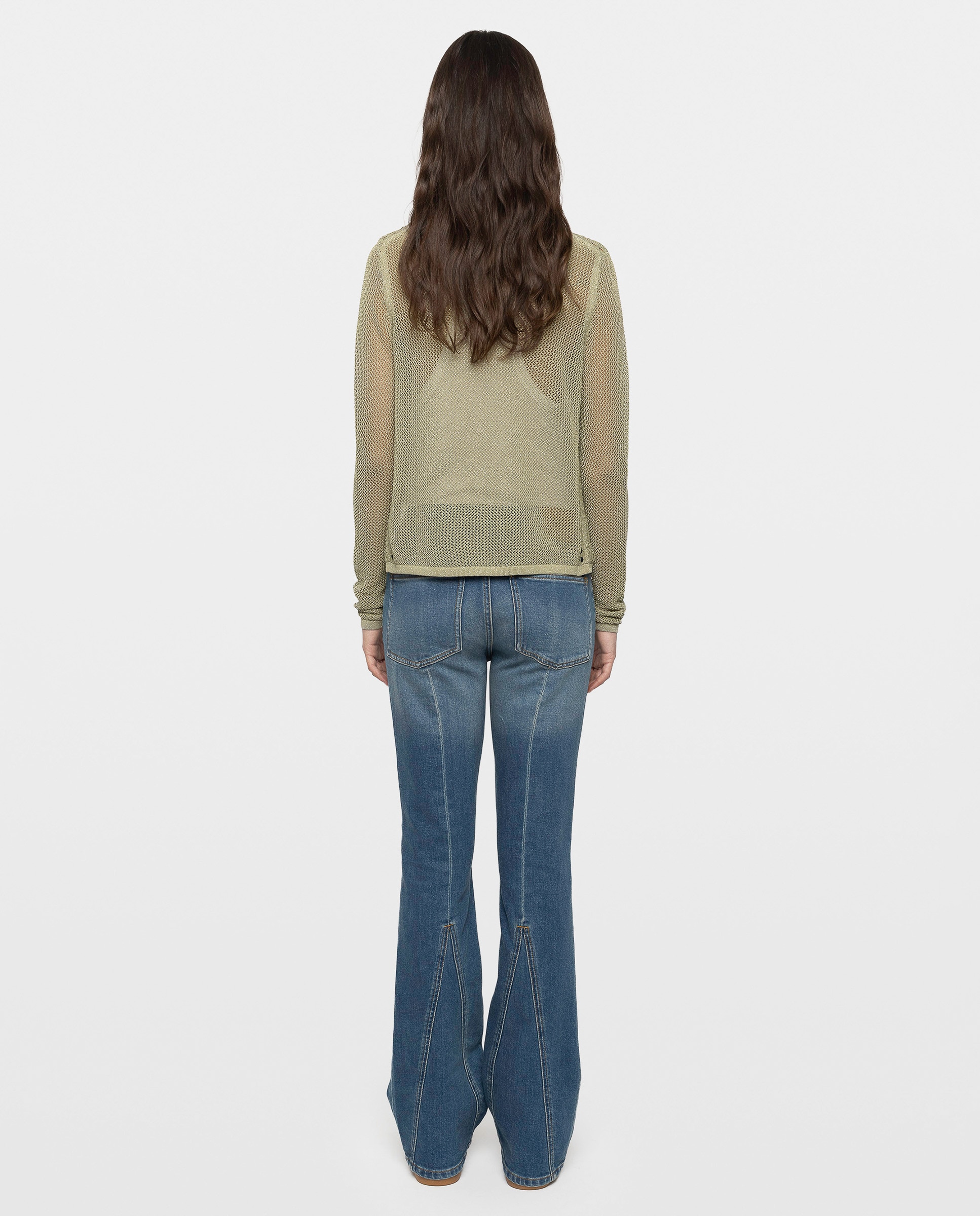 Cárdigan de mujer de algodón con manga larga y lurex - Zadig & Voltaire - Kaki Kaki-2