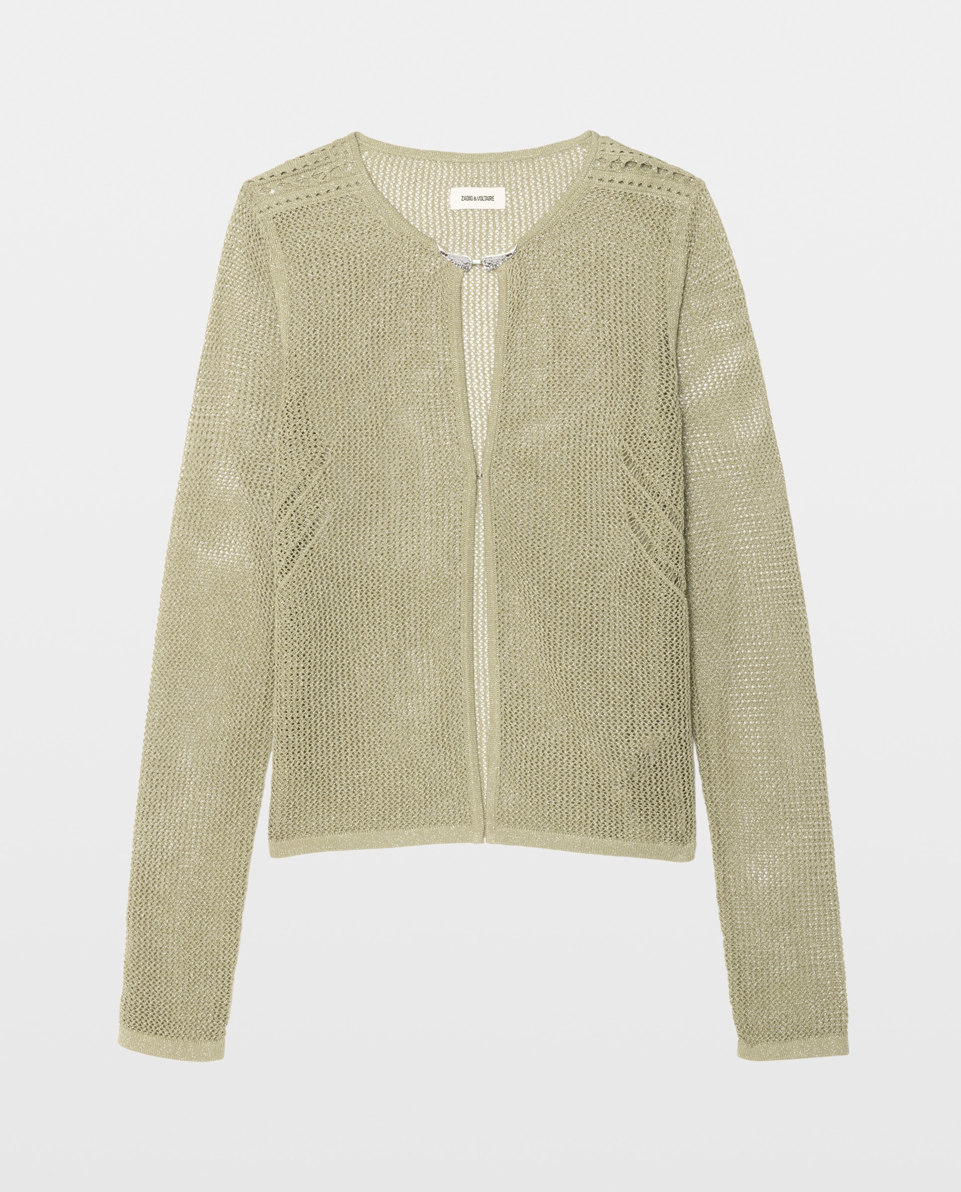 Cárdigan de mujer de algodón con manga larga y lurex - Zadig & Voltaire - Kaki Kaki-6