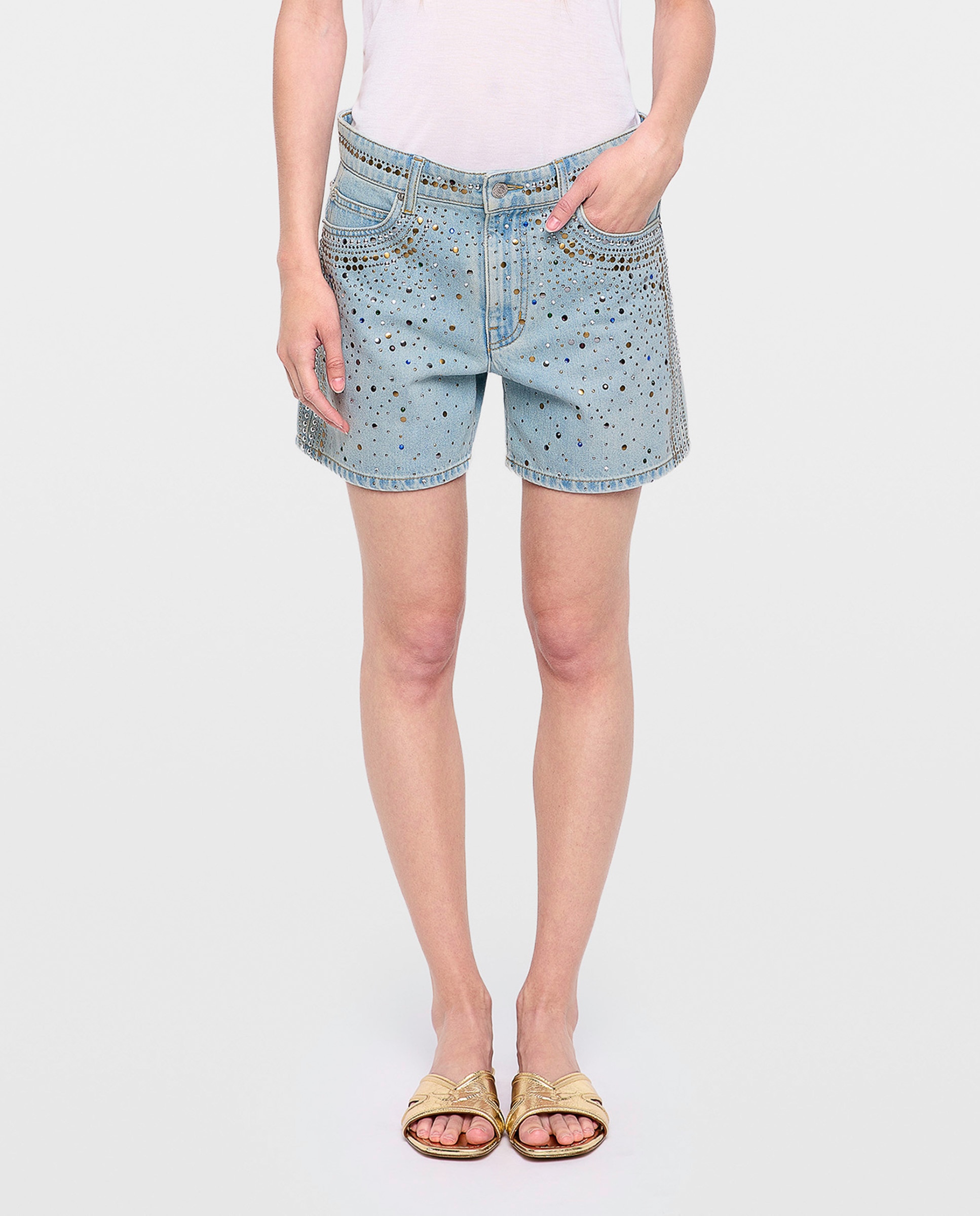 Short denim de mujer con strass y multibolsillo - Zadig & Voltaire - Azul claro Azul claro-2