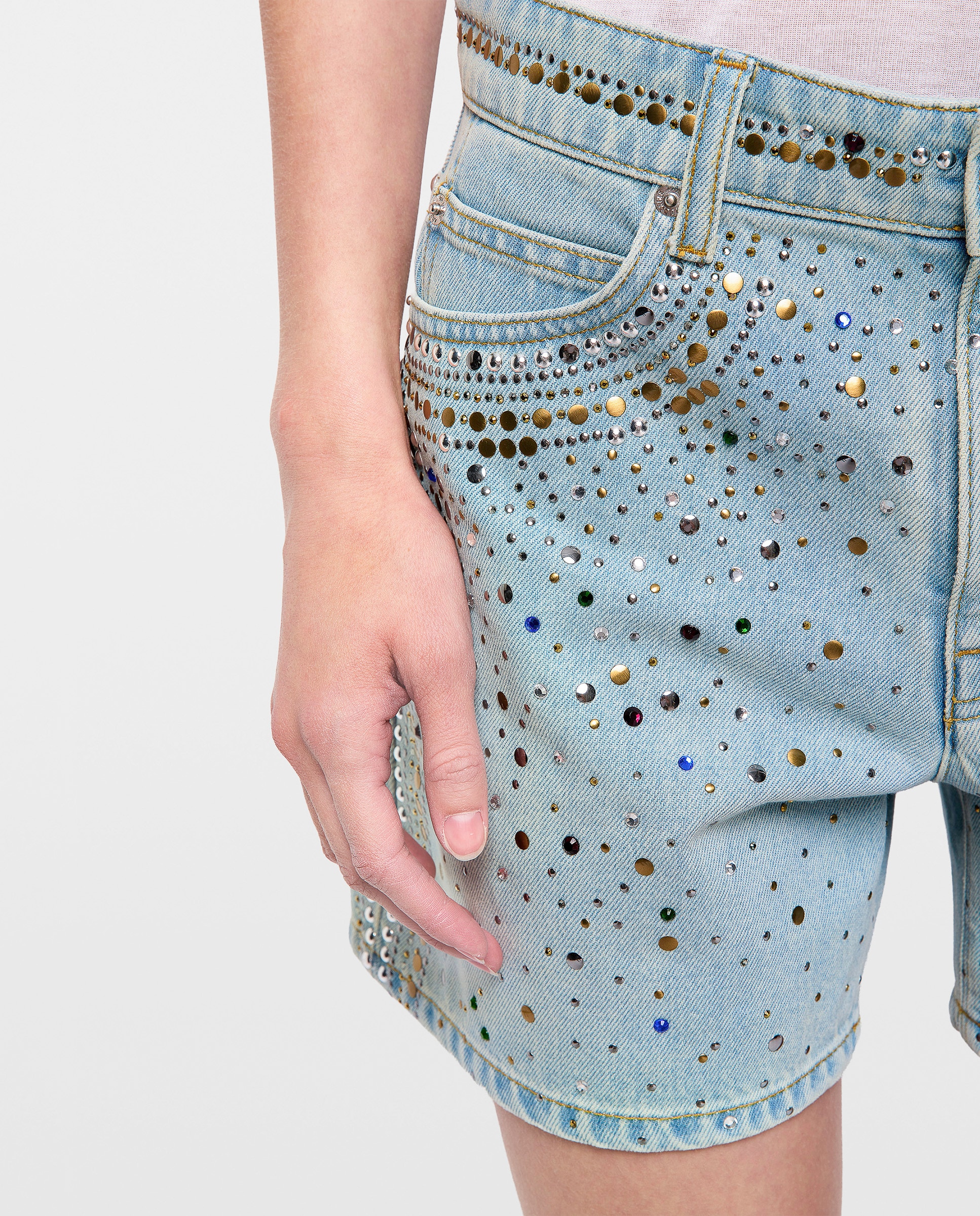 Short denim de mujer con strass y multibolsillo - Zadig & Voltaire - Azul claro Azul claro-5