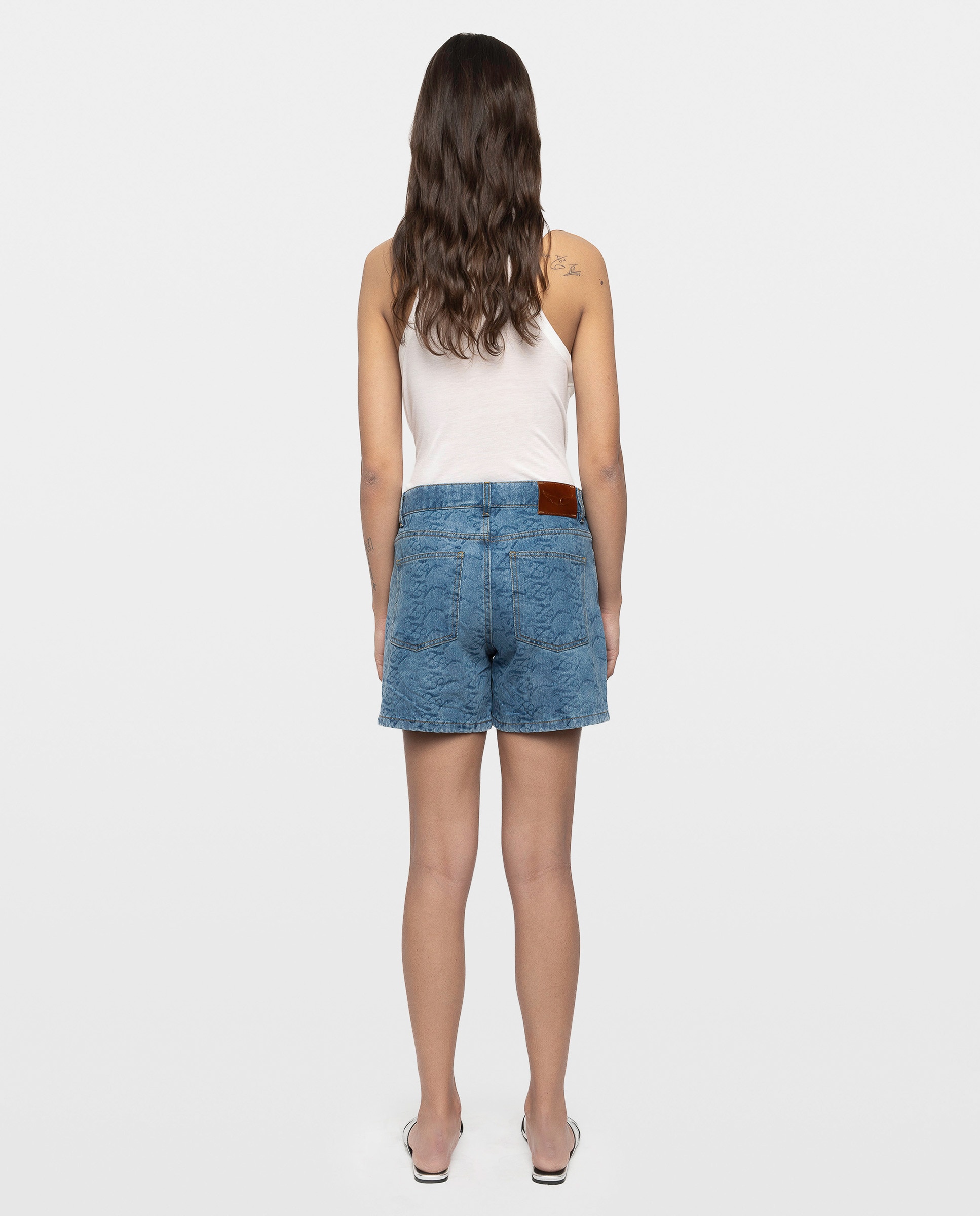 Short vaquero de mujer de corte medio con motivo láser - Zadig & Voltaire - Azul claro Azul claro-2