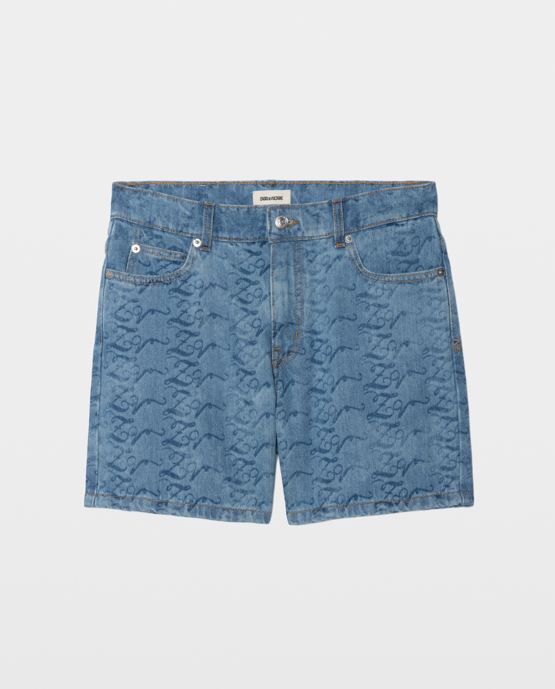 Short vaquero de mujer de corte medio con motivo láser - Zadig & Voltaire - Azul claro Azul claro-6