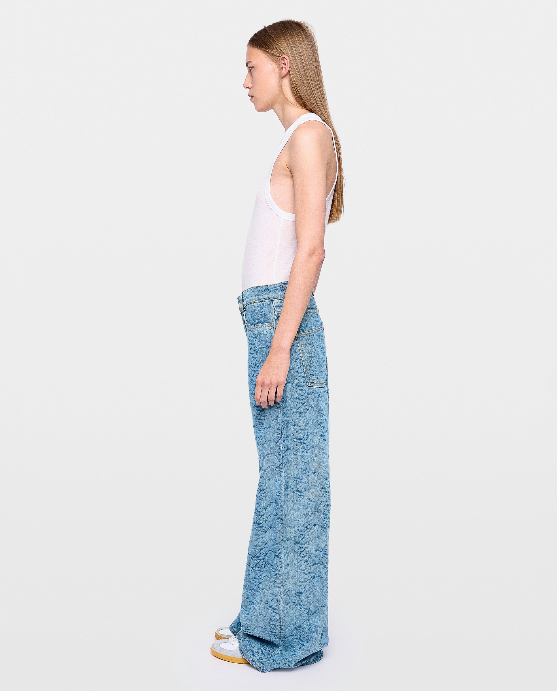 Vaqueros anchos de mujer tiro alto con motivo láser - Zadig & Voltaire - Azul claro Azul claro-5