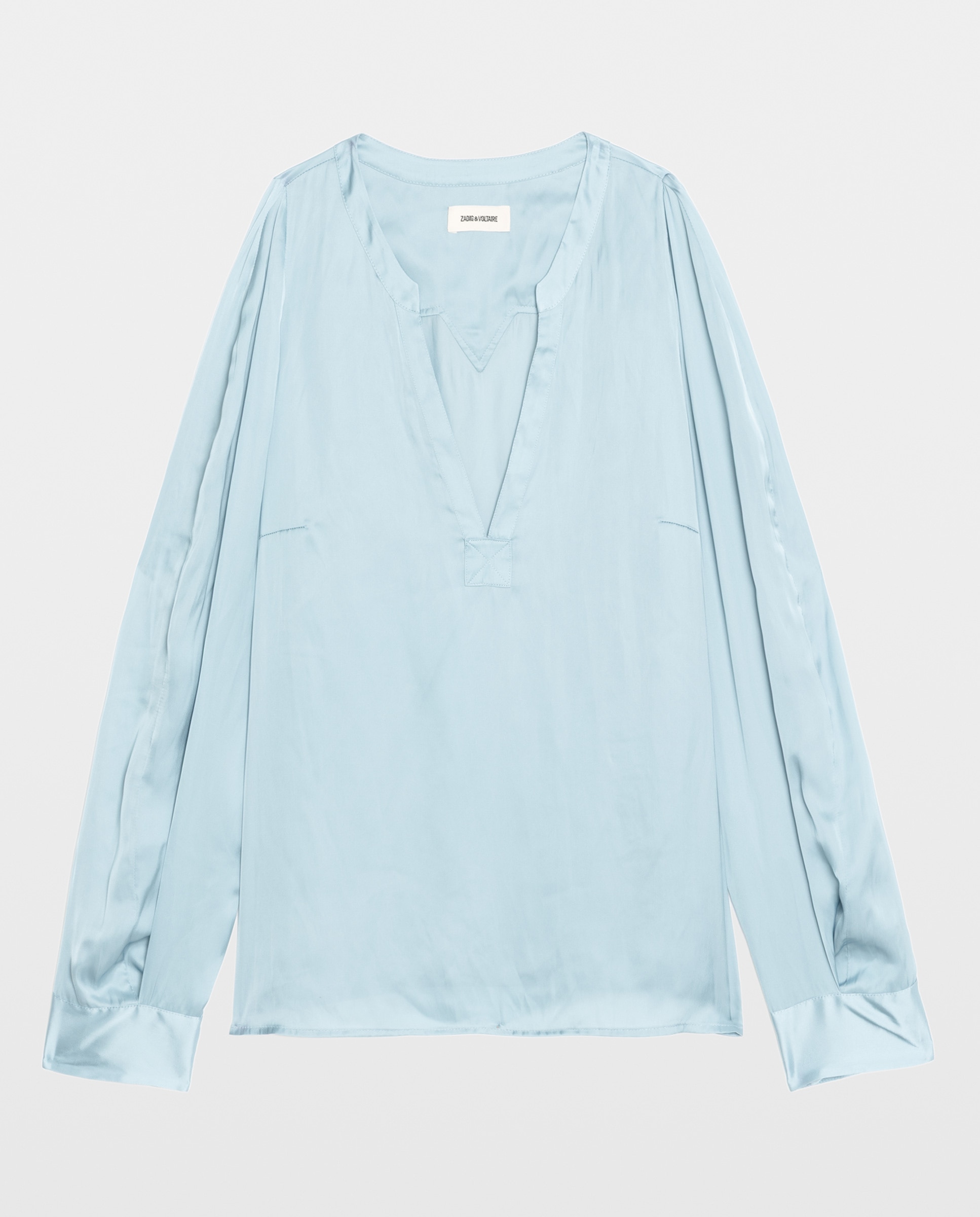 Túnica de mujer de satén japonés y mangas largas - Zadig & Voltaire - Azul Azul-6