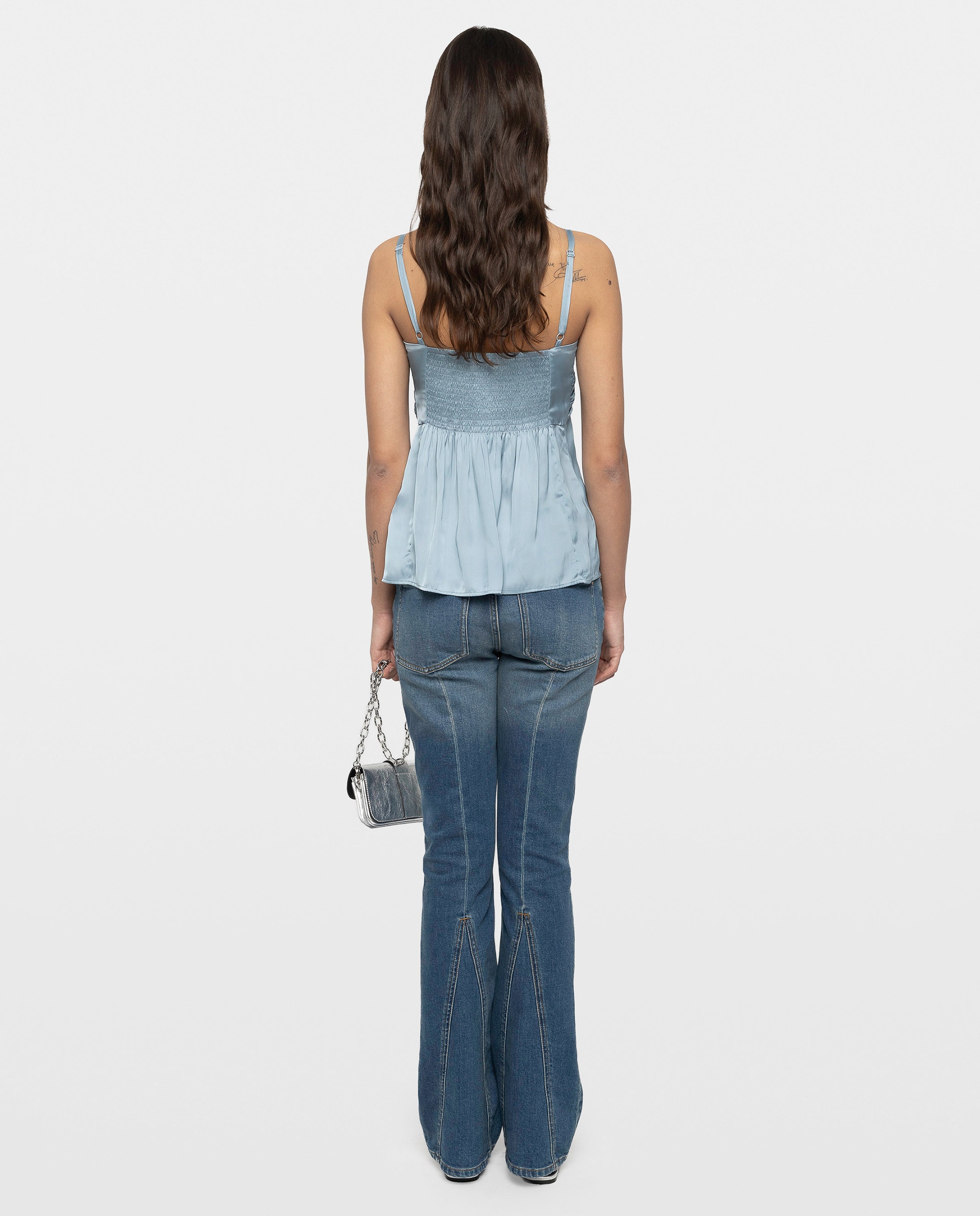 Top lencero de mujer de satén con tirantes ajustables - Zadig & Voltaire - Azul Azul-2