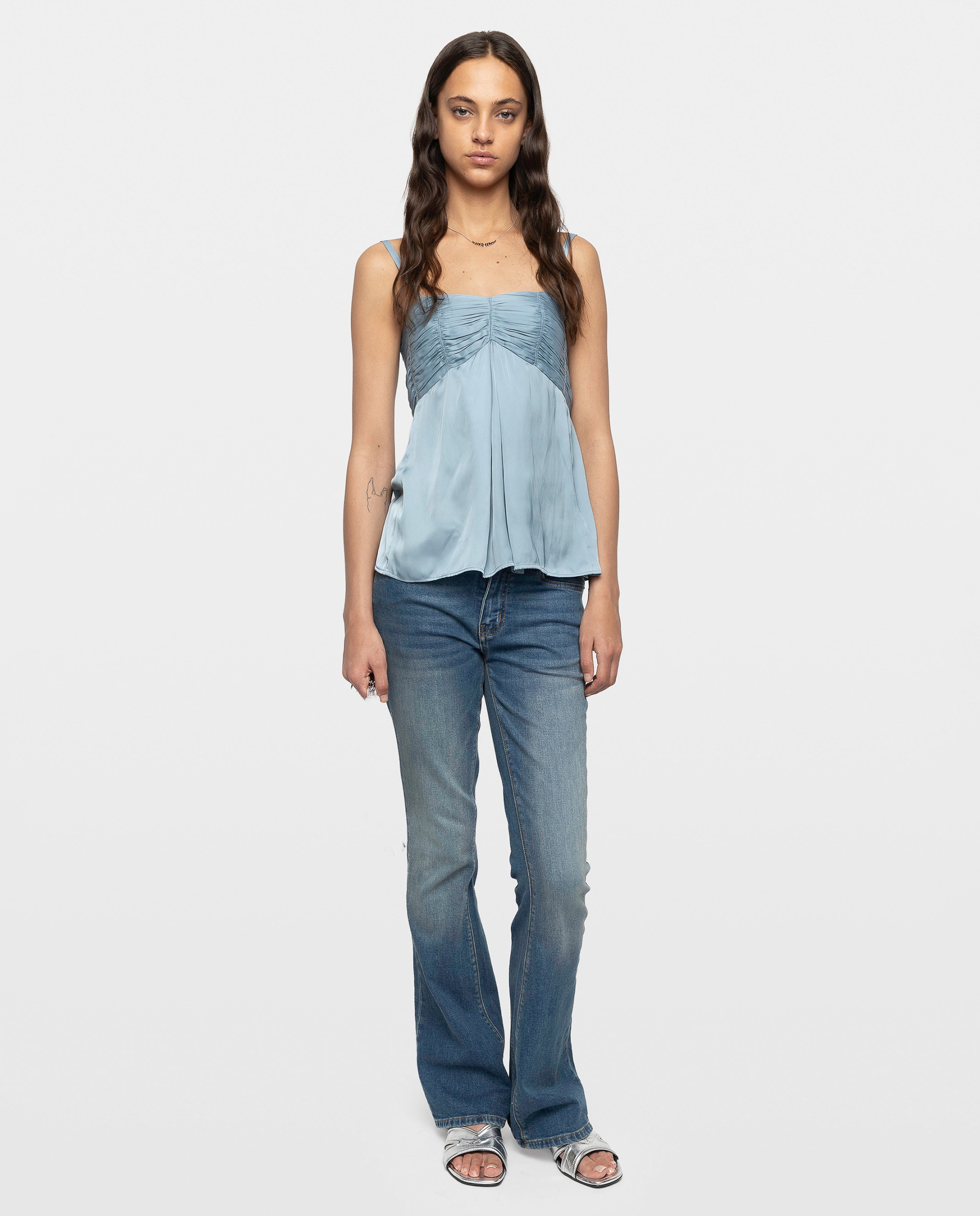 Top lencero de mujer de satén con tirantes ajustables - Zadig & Voltaire - Azul Azul-3