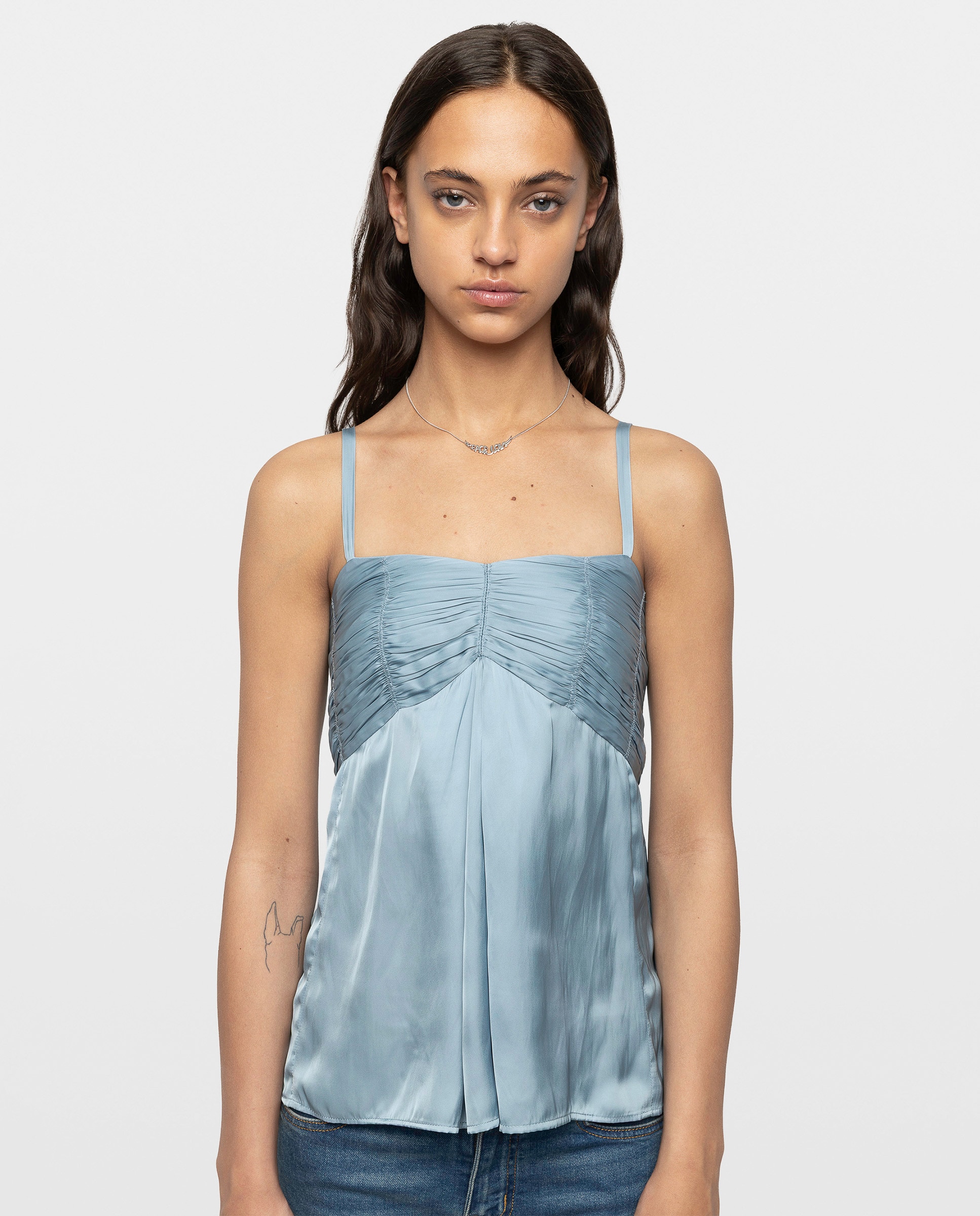 Top lencero de mujer de satén con tirantes ajustables - Zadig & Voltaire - Azul Azul-4