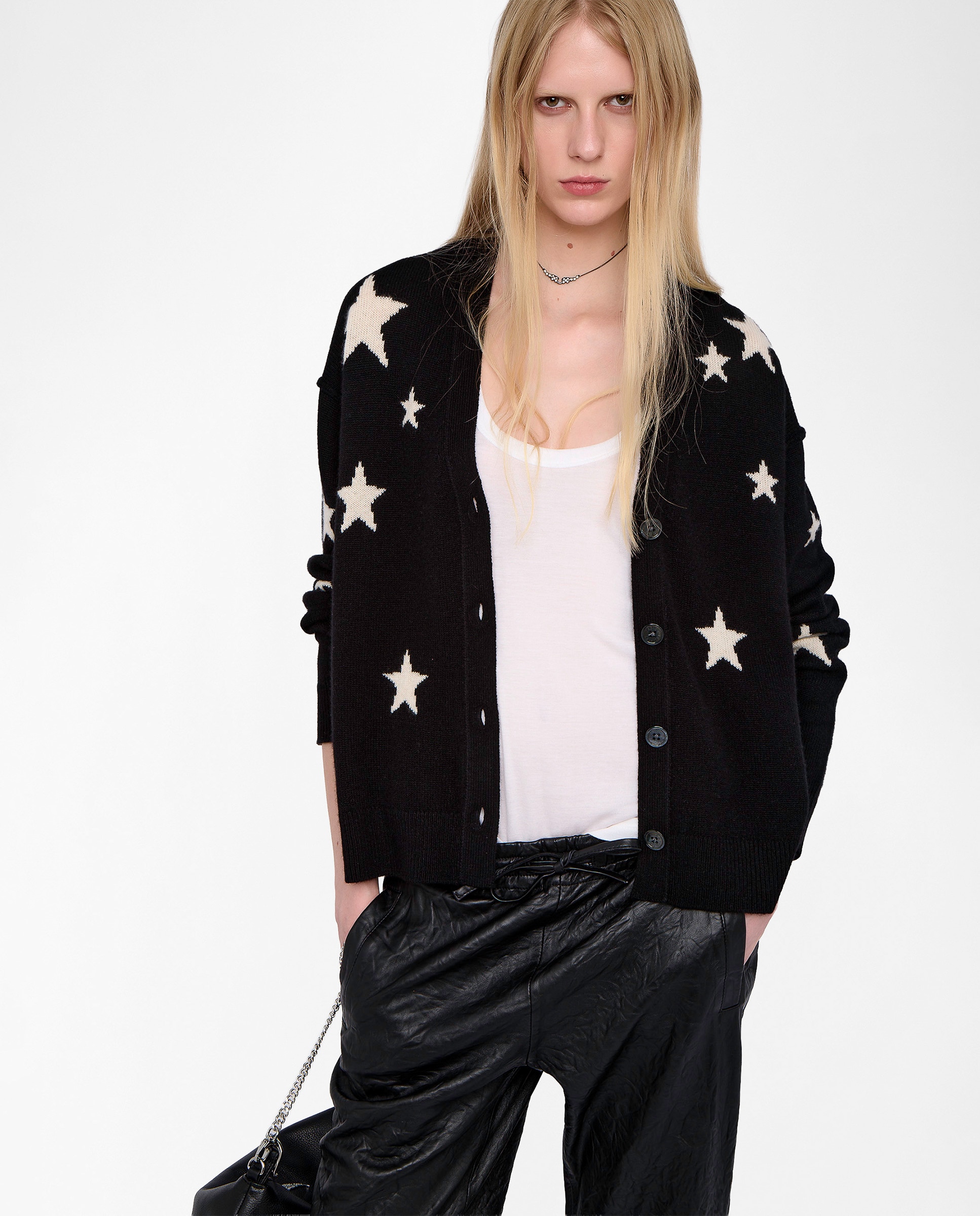 Cárdigan de mujer 100% cachemira con cuello en v y abotonado - Zadig & Voltaire - Negro Negro-1