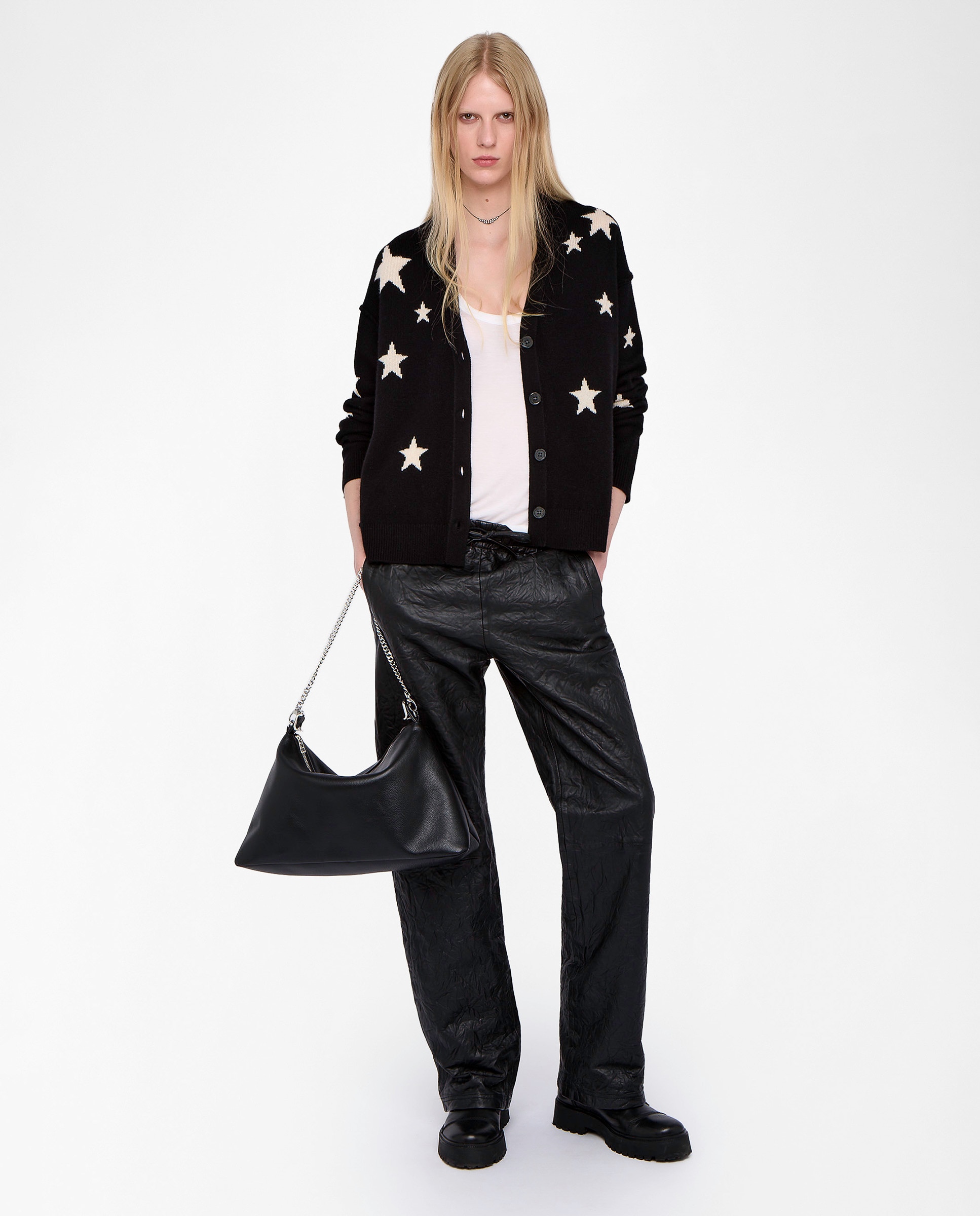 Cárdigan de mujer 100% cachemira con cuello en v y abotonado - Zadig & Voltaire - Negro Negro-4
