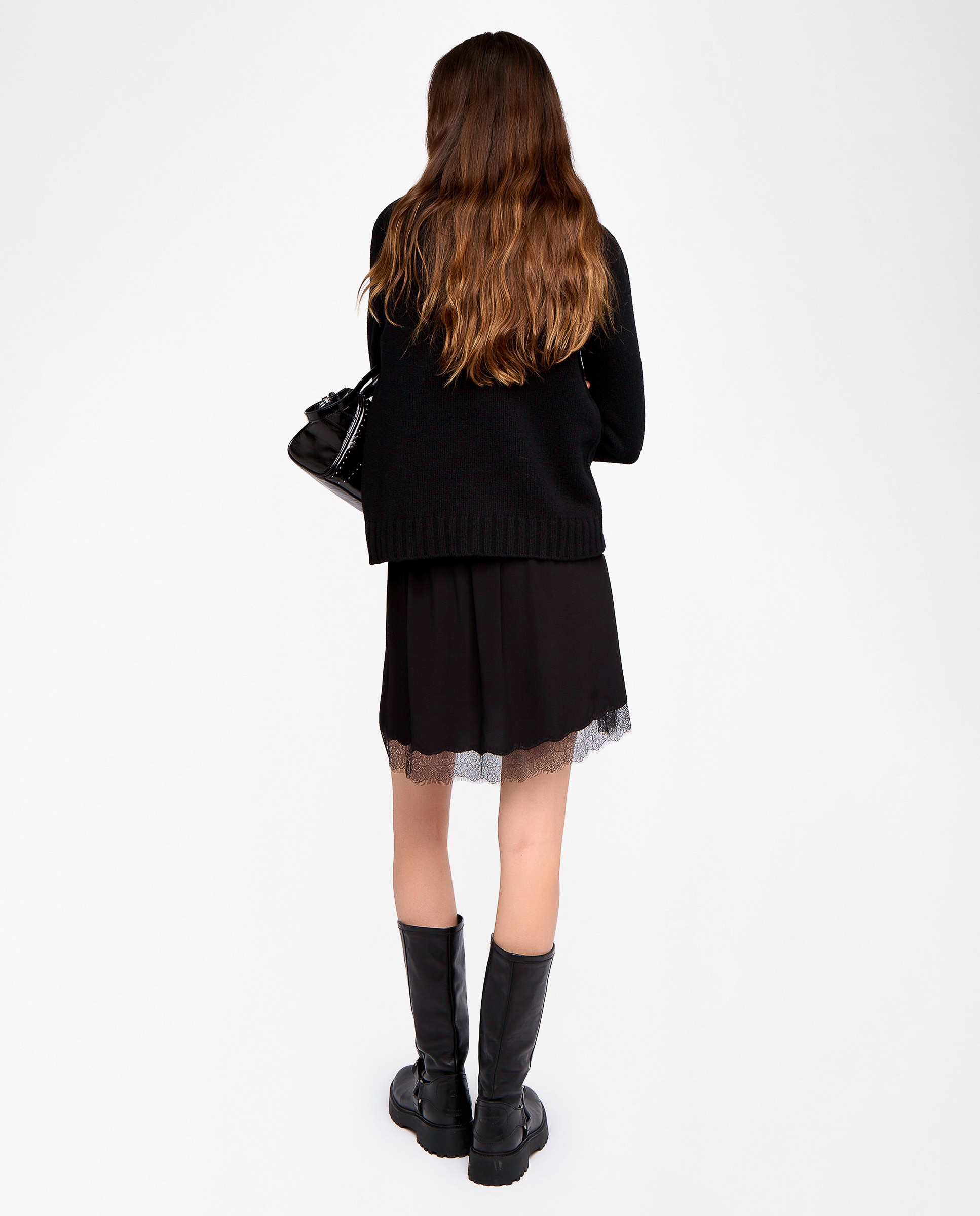 Jersey de mujer 100% lana merino de cuello alto con intarsia - Zadig & Voltaire - Negro Negro-2