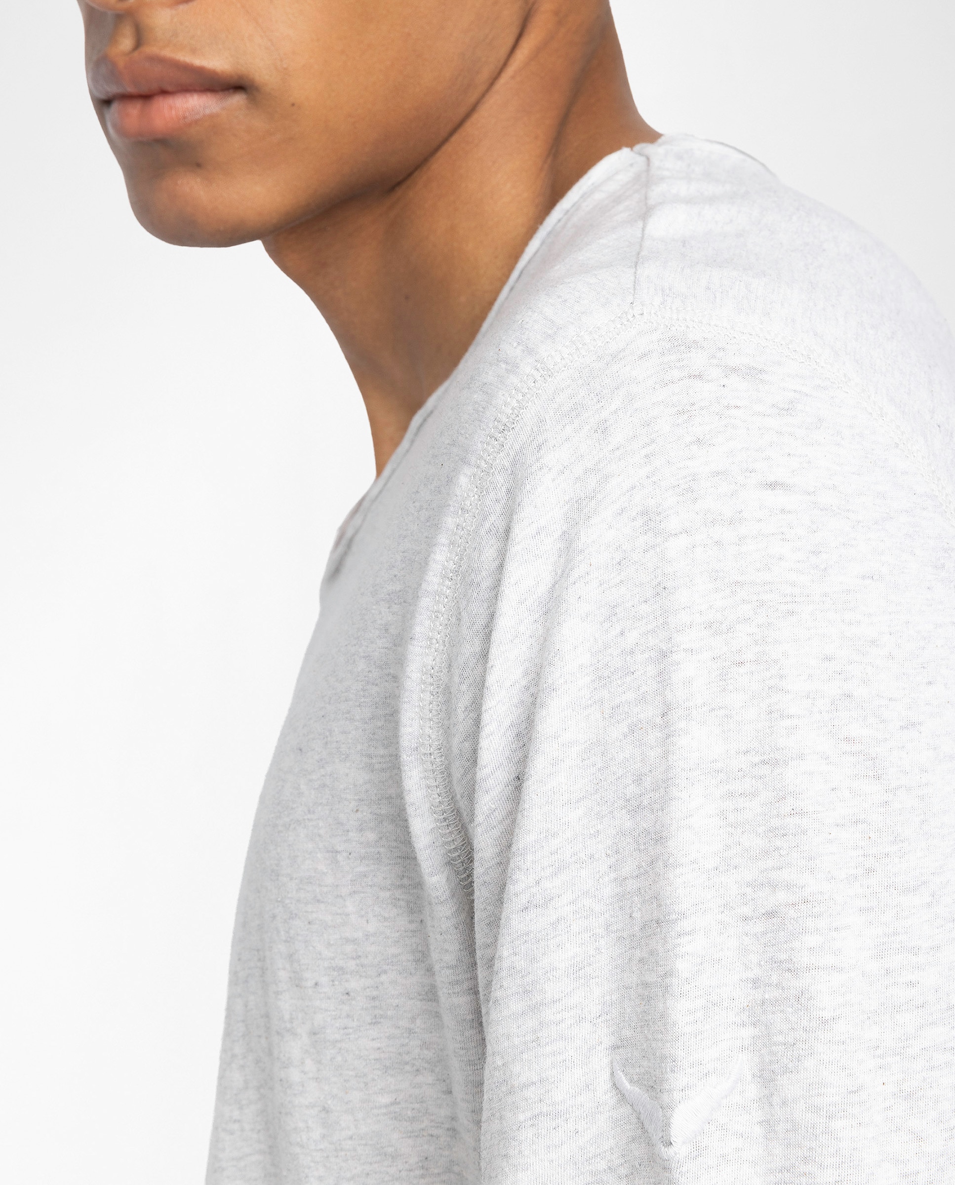 Camiseta de manga larga de hombre tunecina de algodón - Zadig & Voltaire - Gris Gris-5