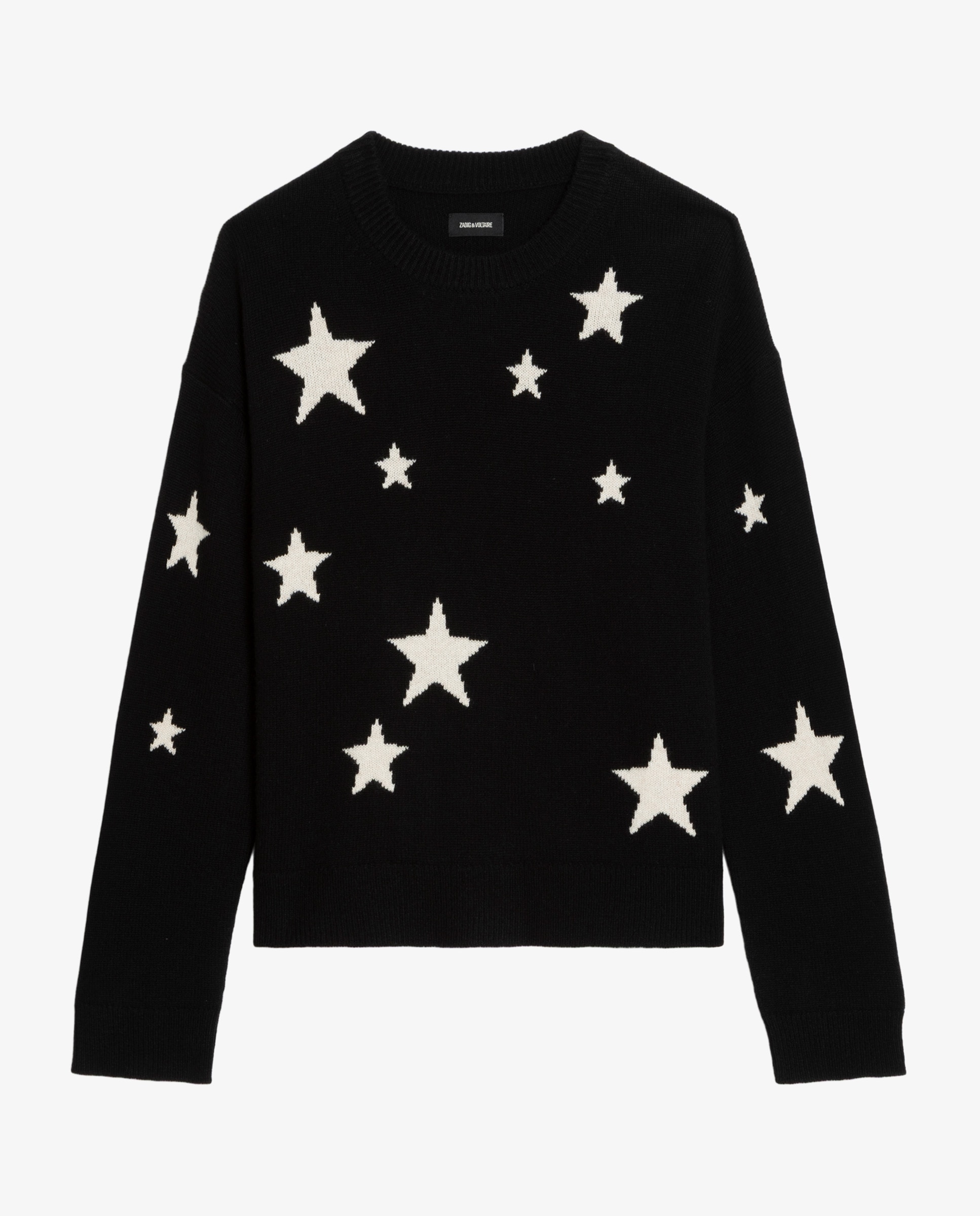 Jersey de mujer 100% cachemira de cuello redondo con estrellas - Zadig & Voltaire - Negro Negro-6