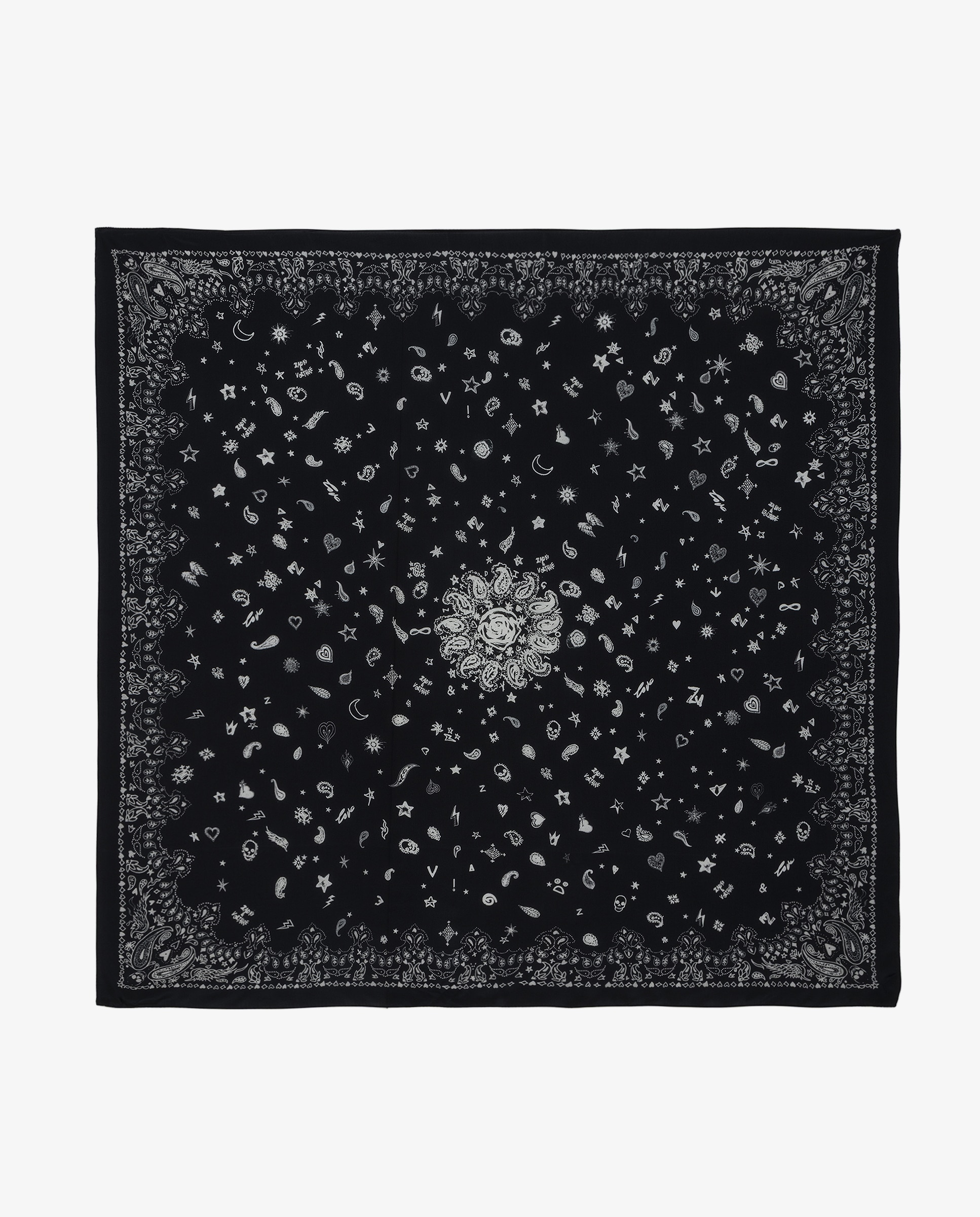 Pañuelo de mujer de seda con estampado bandana - Zadig & Voltaire - Negro Negro-1