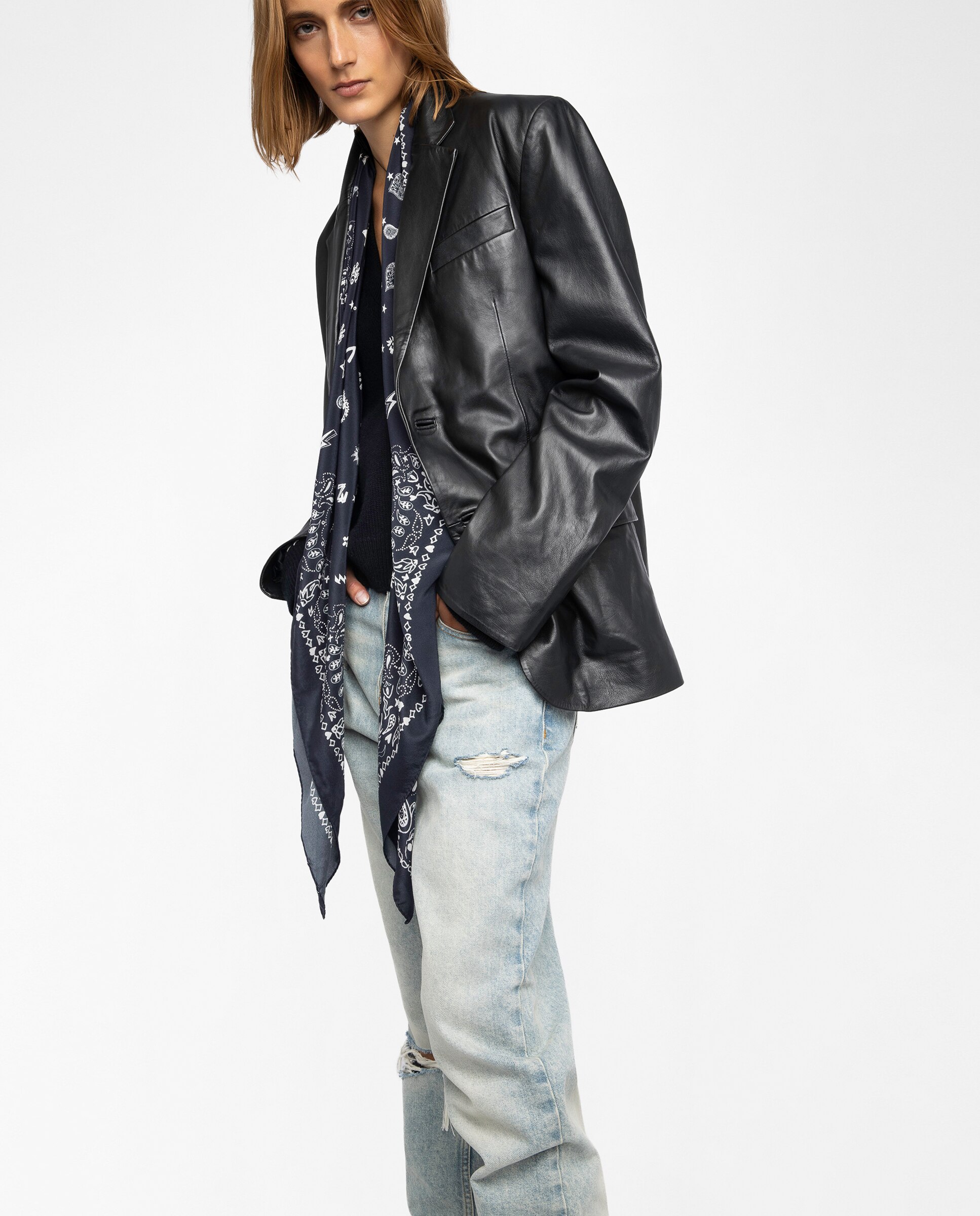 Pañuelo de mujer de seda con estampado bandana - Zadig & Voltaire - Negro Negro-3