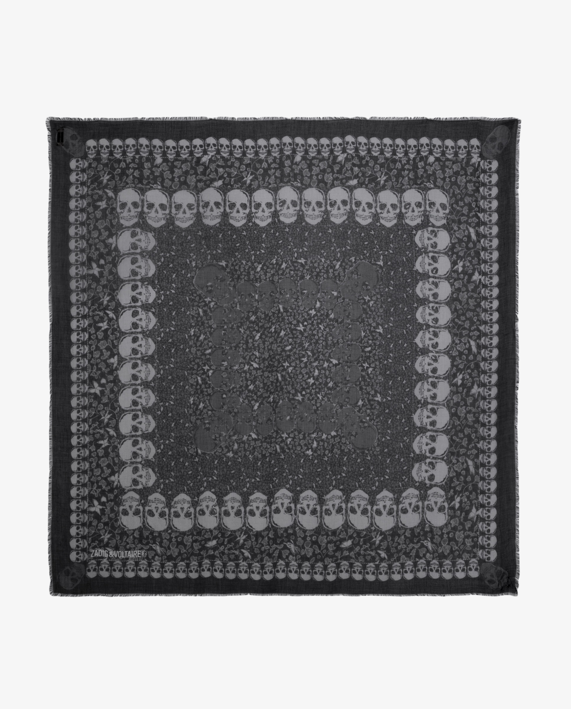 Pañuelo de mujer de modal estampado de calaveras y flores - Zadig & Voltaire - Negro Negro-1