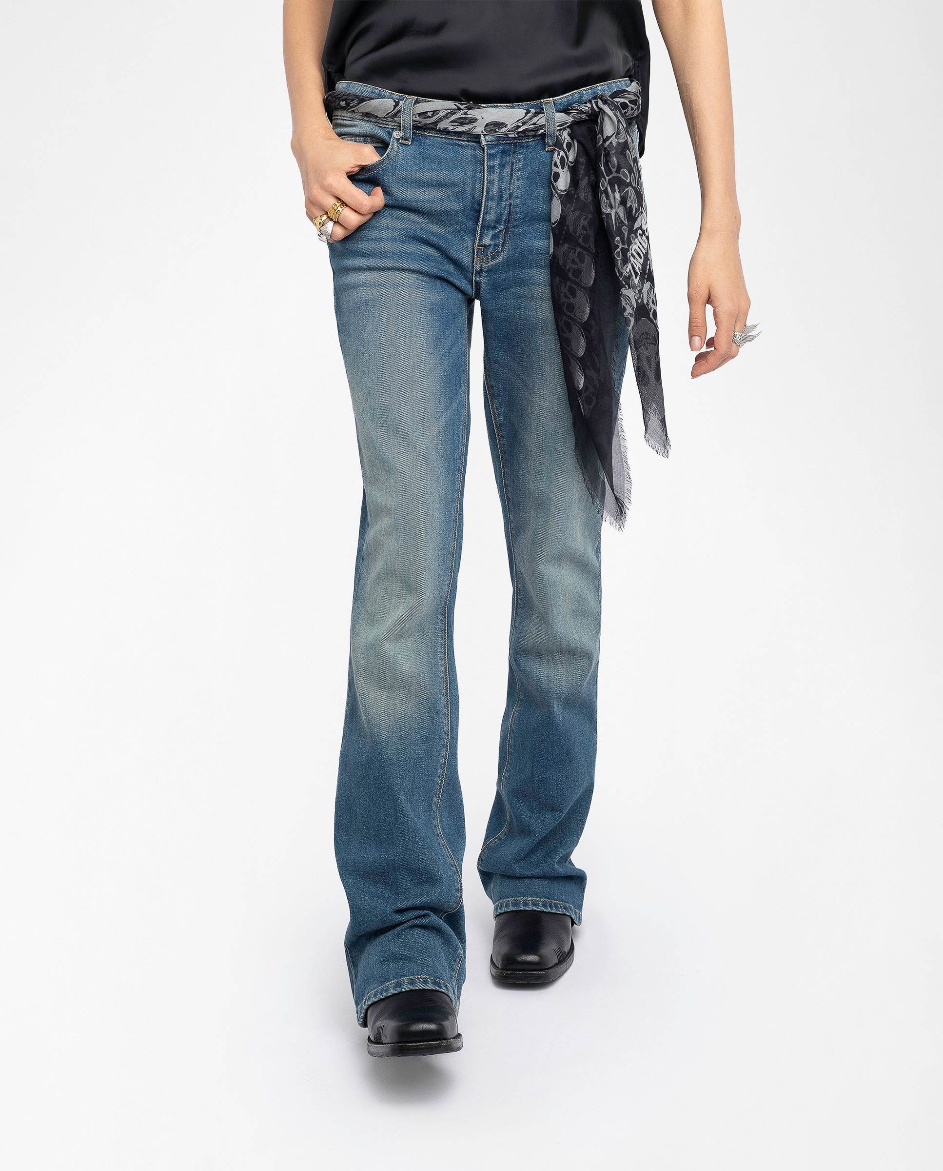 Pañuelo de mujer de modal estampado de calaveras y flores - Zadig & Voltaire - Negro Negro-3