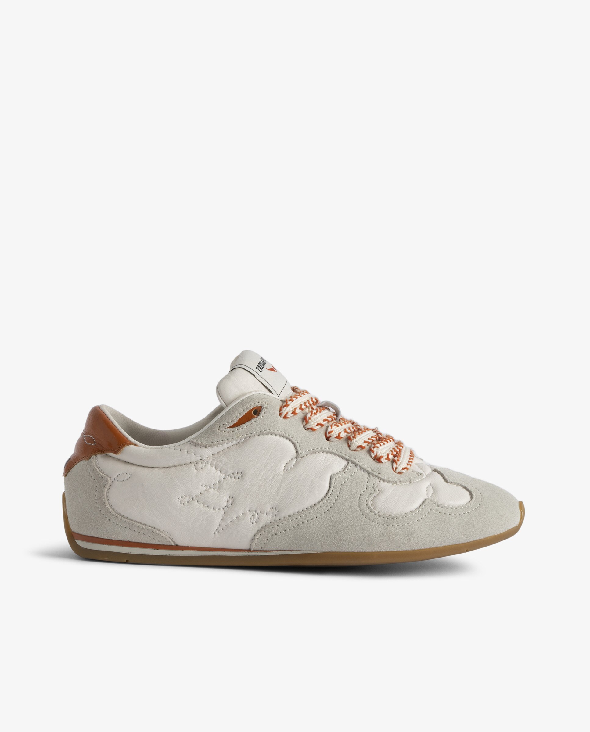 Imagen 0 de Zapatillas retro de mujer de piel blanca con recortes western Blanco