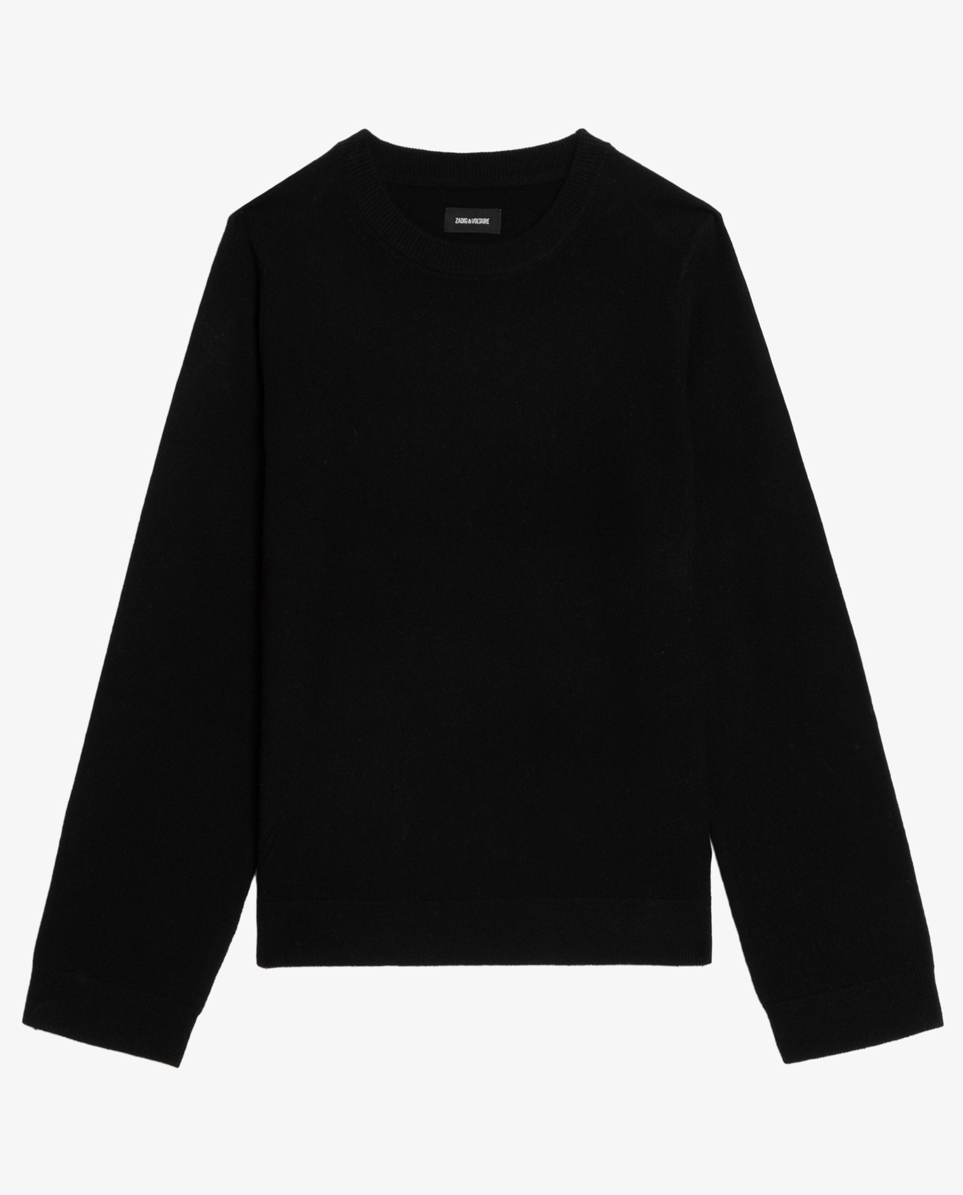 Jersey de mujer de cuello redondo de cachemira con mangas largas y parche de cuero - Zadig & Voltaire - Negro Negro-7