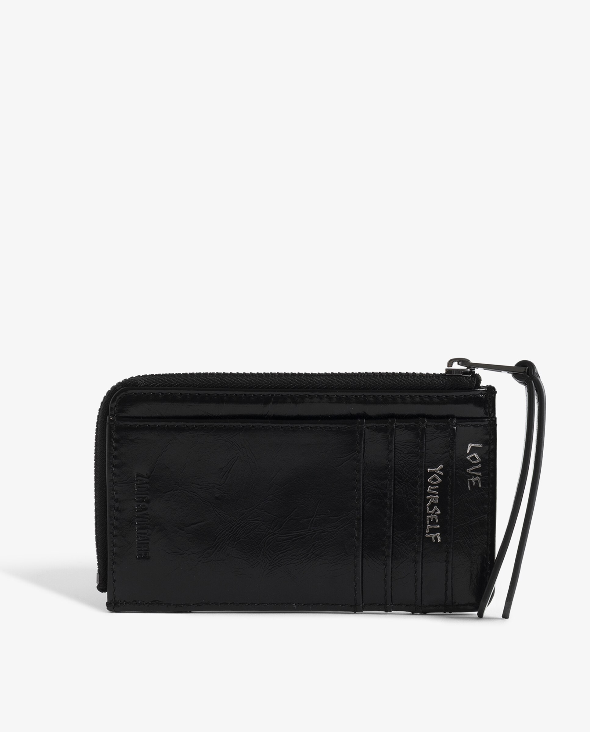 Tarjetero de mujer vintage de cuero con cremallera y tachuelas - Zadig & Voltaire - Negro Negro-3