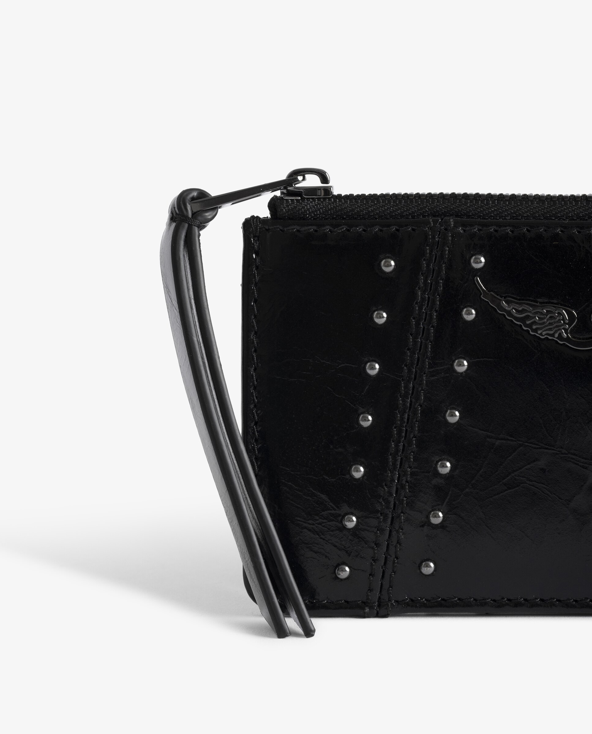 Tarjetero de mujer vintage de cuero con cremallera y tachuelas - Zadig & Voltaire - Negro Negro-2