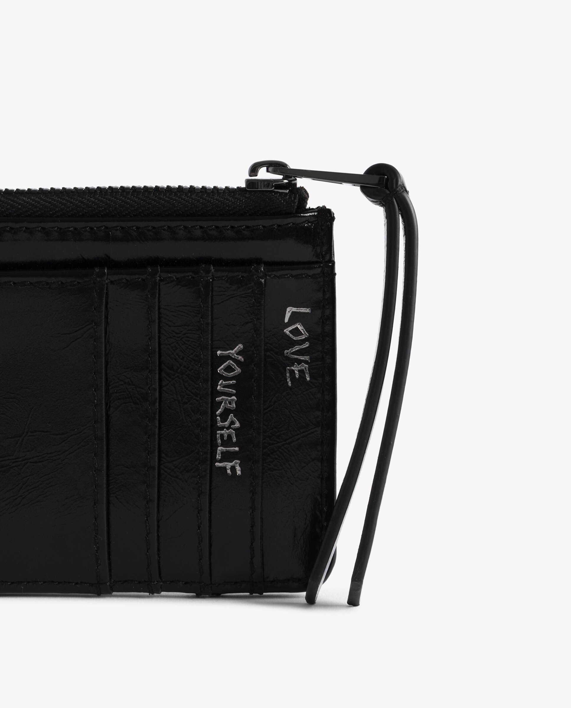 Tarjetero de mujer vintage de cuero con cremallera y tachuelas - Zadig & Voltaire - Negro Negro-4