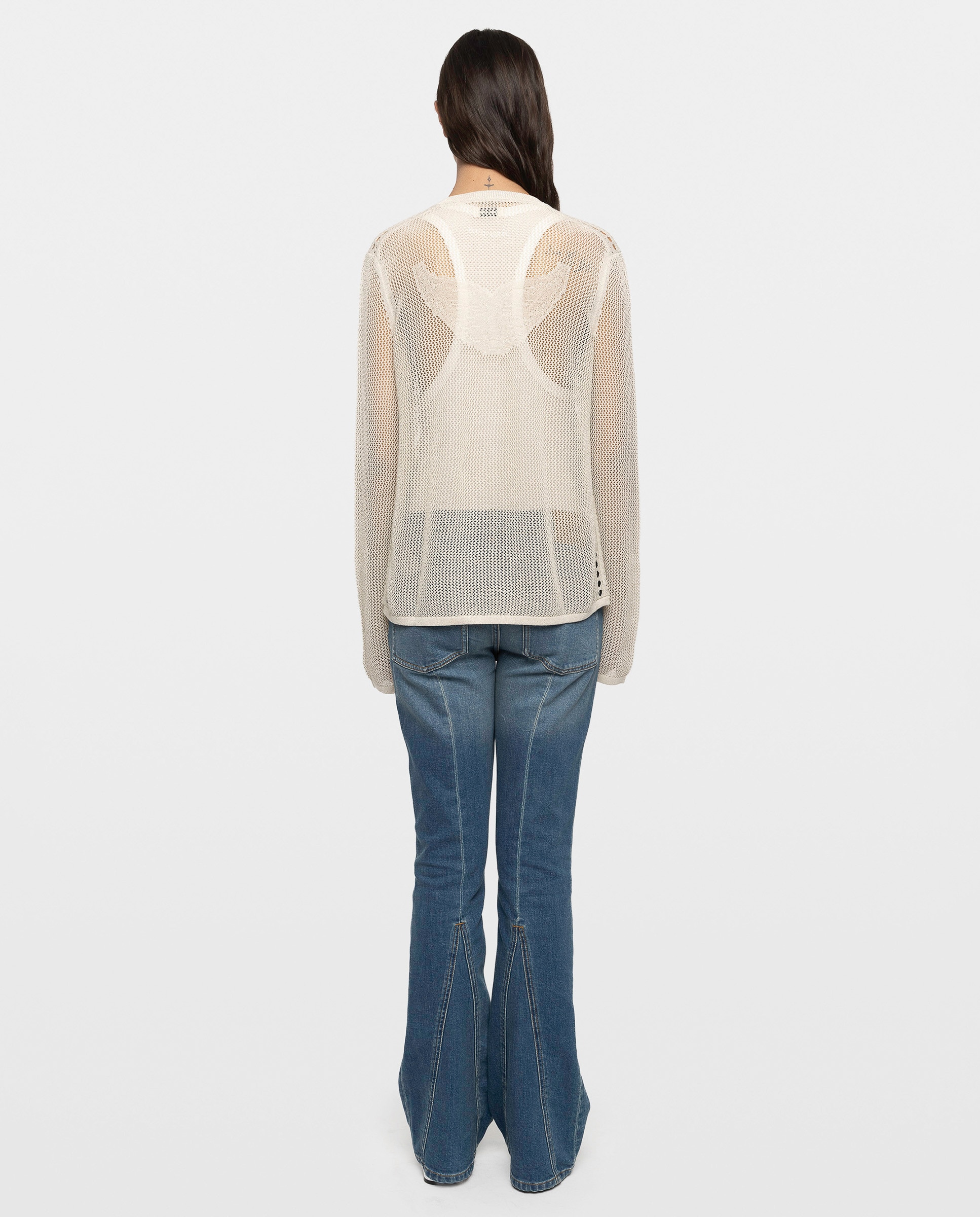 Jersey de mujer con diseño mandala, cuello redondo abotonado y mangas largas - Zadig & Voltaire - Beige Beige-2