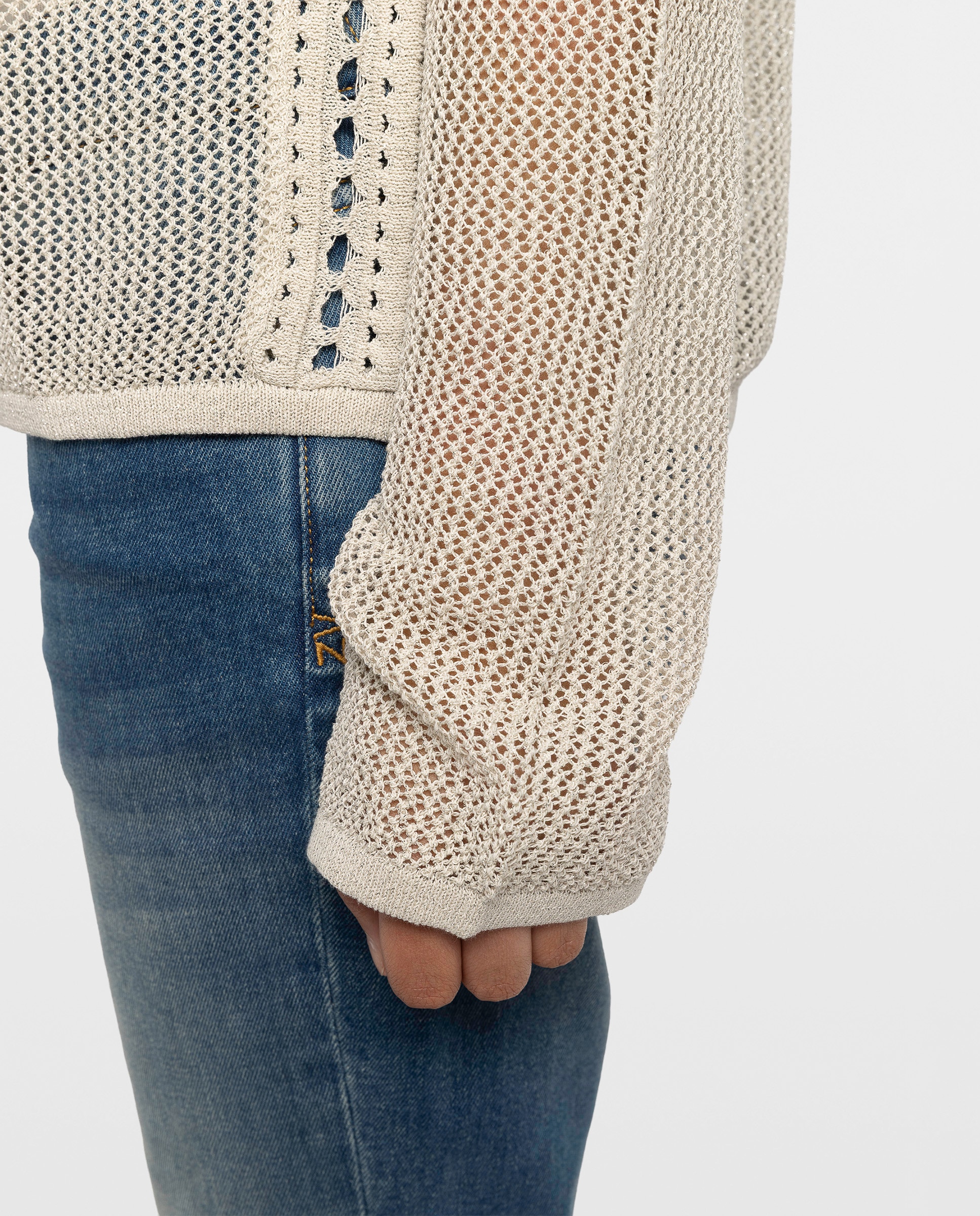 Jersey de mujer con diseño mandala, cuello redondo abotonado y mangas largas - Zadig & Voltaire - Beige Beige-6