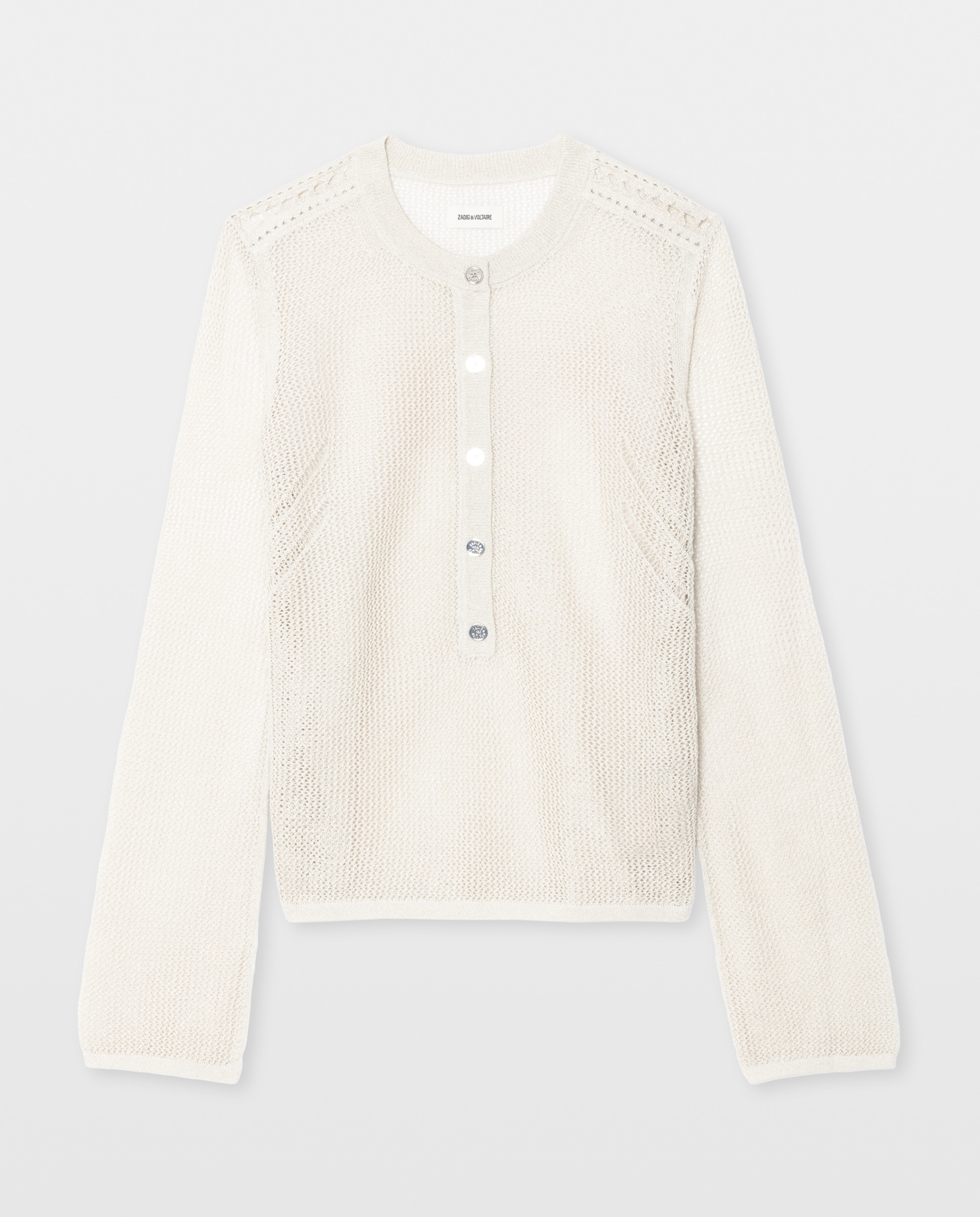 Jersey de mujer con diseño mandala, cuello redondo abotonado y mangas largas - Zadig & Voltaire - Beige Beige-7