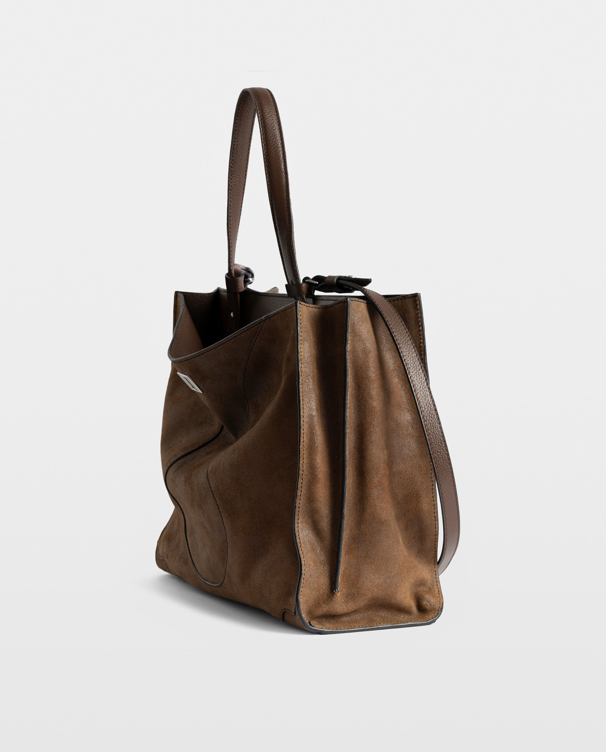 Bolso de mano de ante grande con cierre de firma - Zadig & Voltaire - Marrón Marrón-4