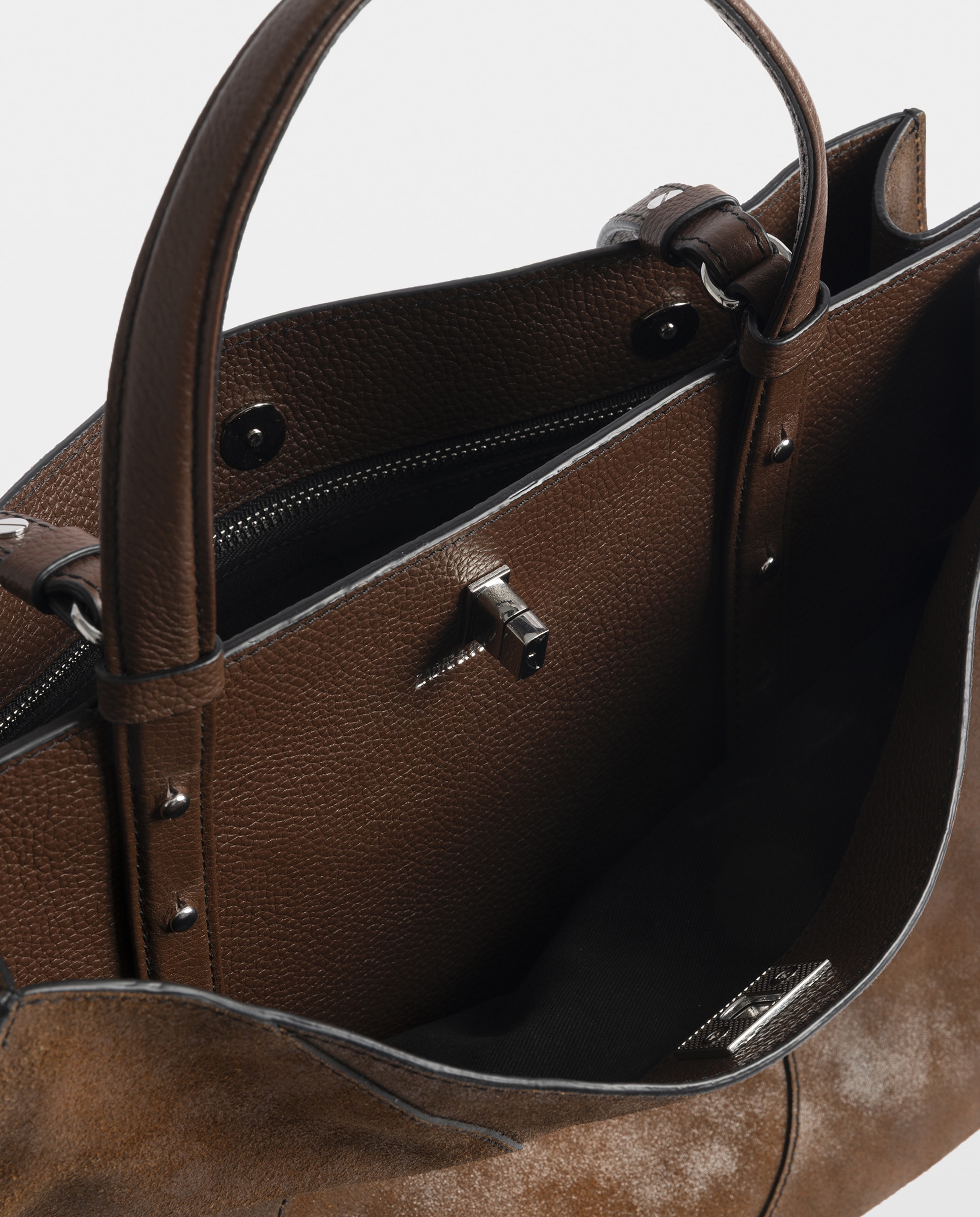 Bolso de mano de ante grande con cierre de firma - Zadig & Voltaire - Marrón Marrón-6