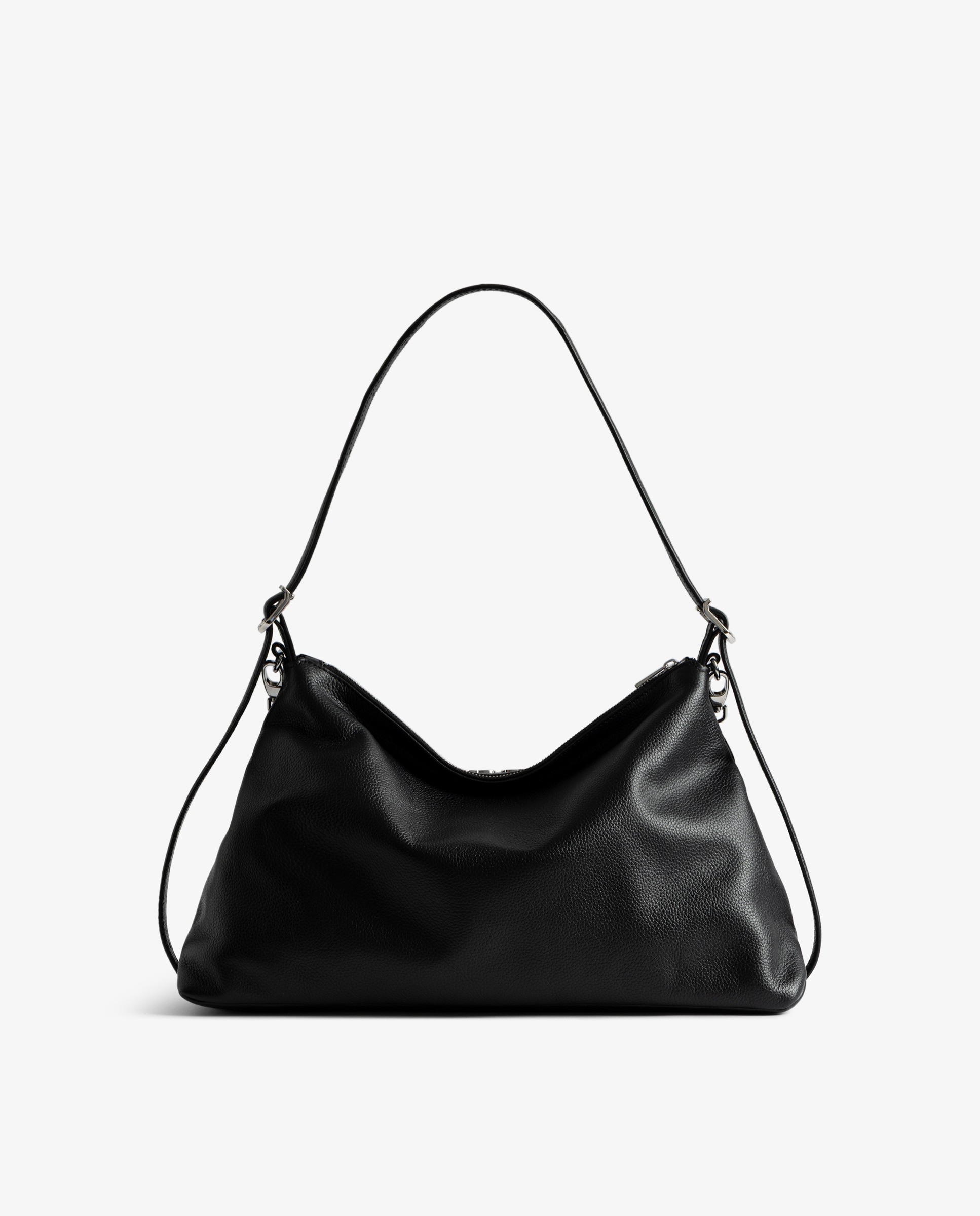 Bolso de mano mediano de piel granulada con cadena y pedrería - Zadig & Voltaire - Negro Negro-5