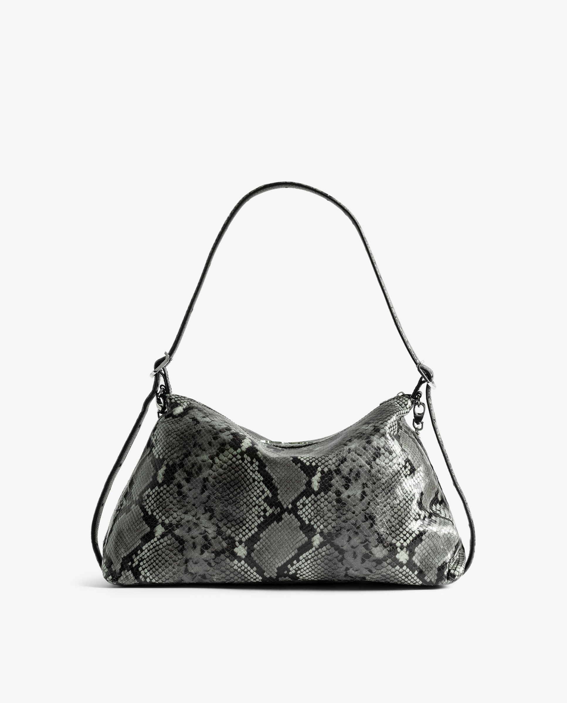 Bolso de mano mediano de cuero efecto pitón - Zadig & Voltaire - Gris Gris-5