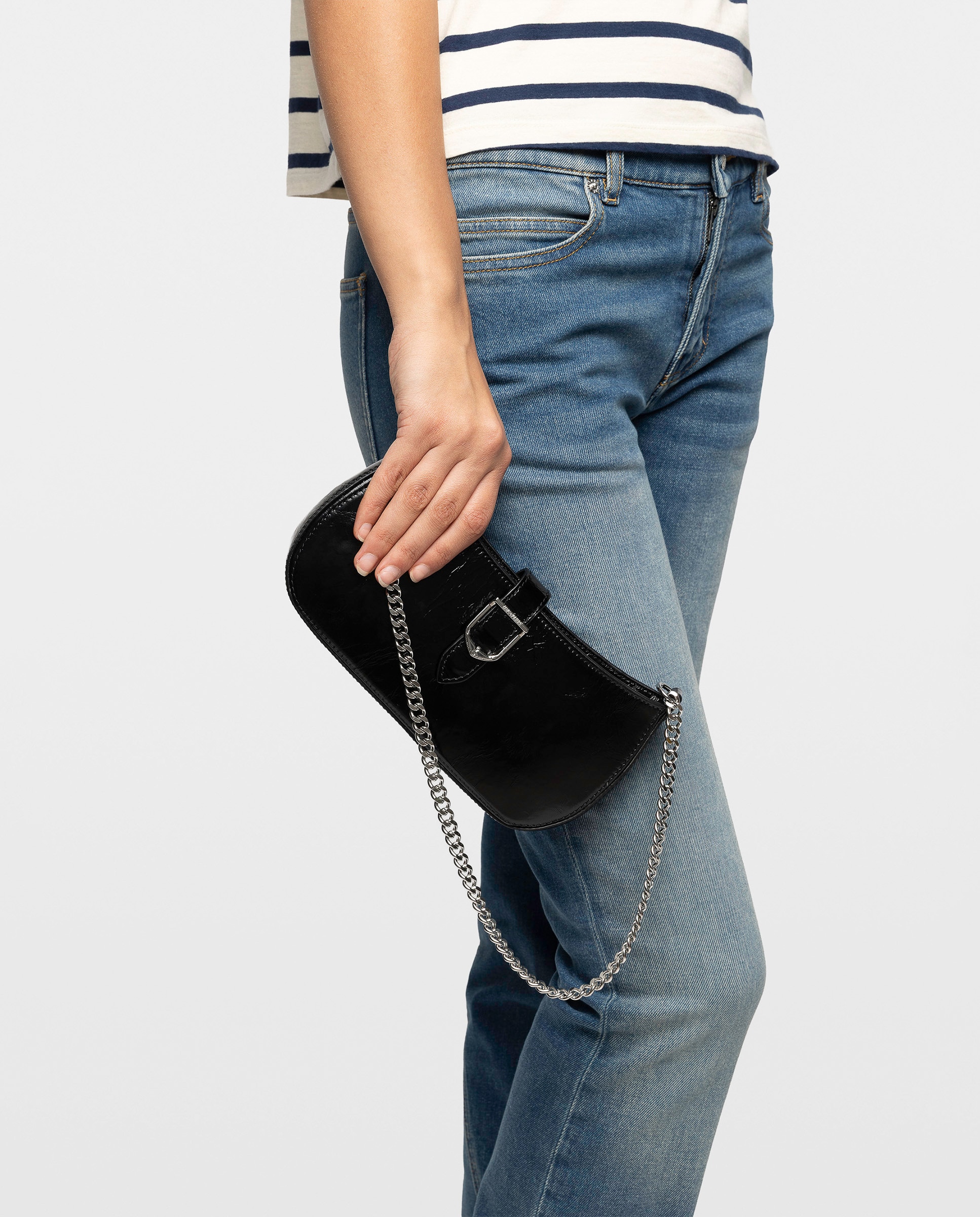 Bolso de hombro janis de piel charol efecto vintage - Zadig & Voltaire - Negro Negro-2