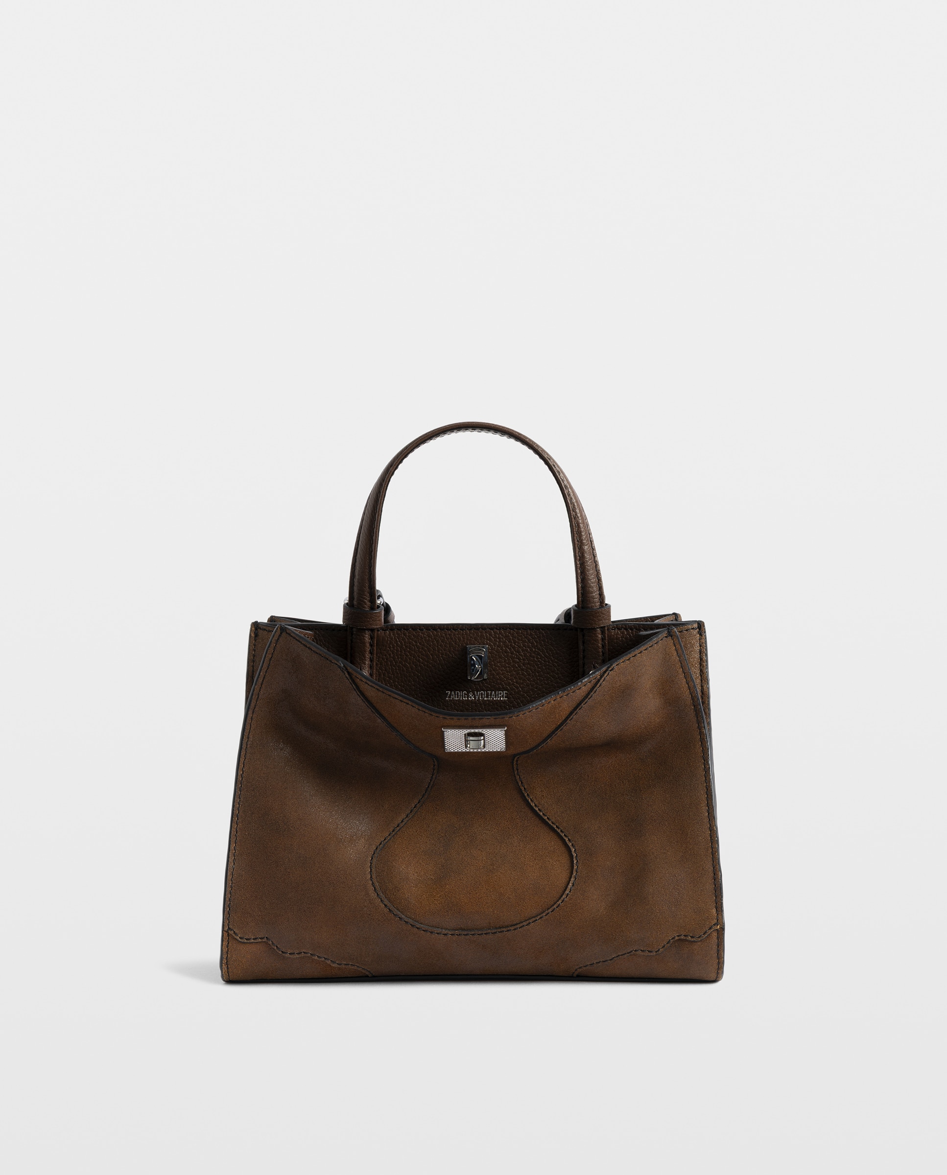 Bolso mini de ante con efecto desgastado y cierre distintivo - Zadig & Voltaire - Marrón Marrón-1