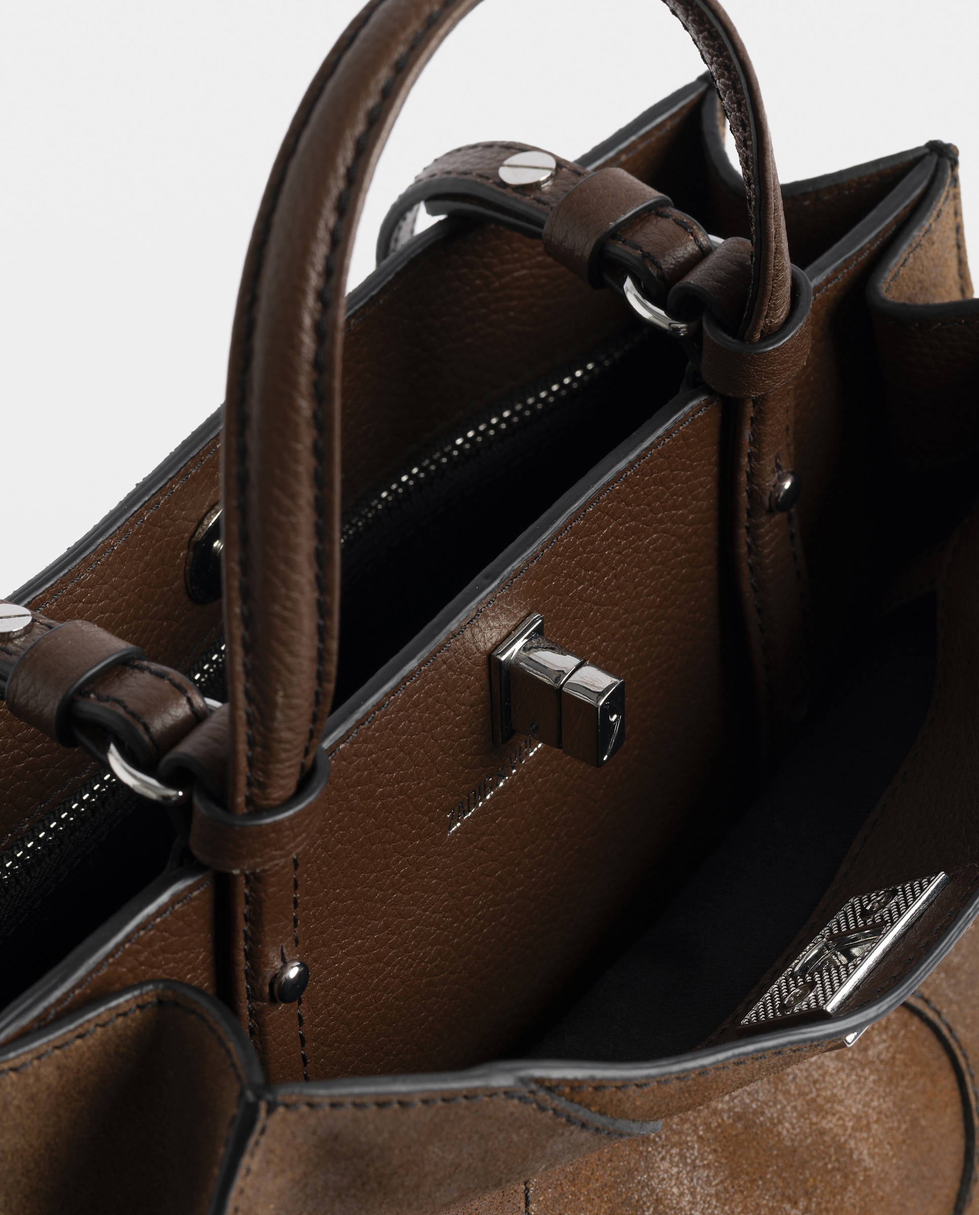 Bolso mini de ante con efecto desgastado y cierre distintivo - Zadig & Voltaire - Marrón Marrón-5