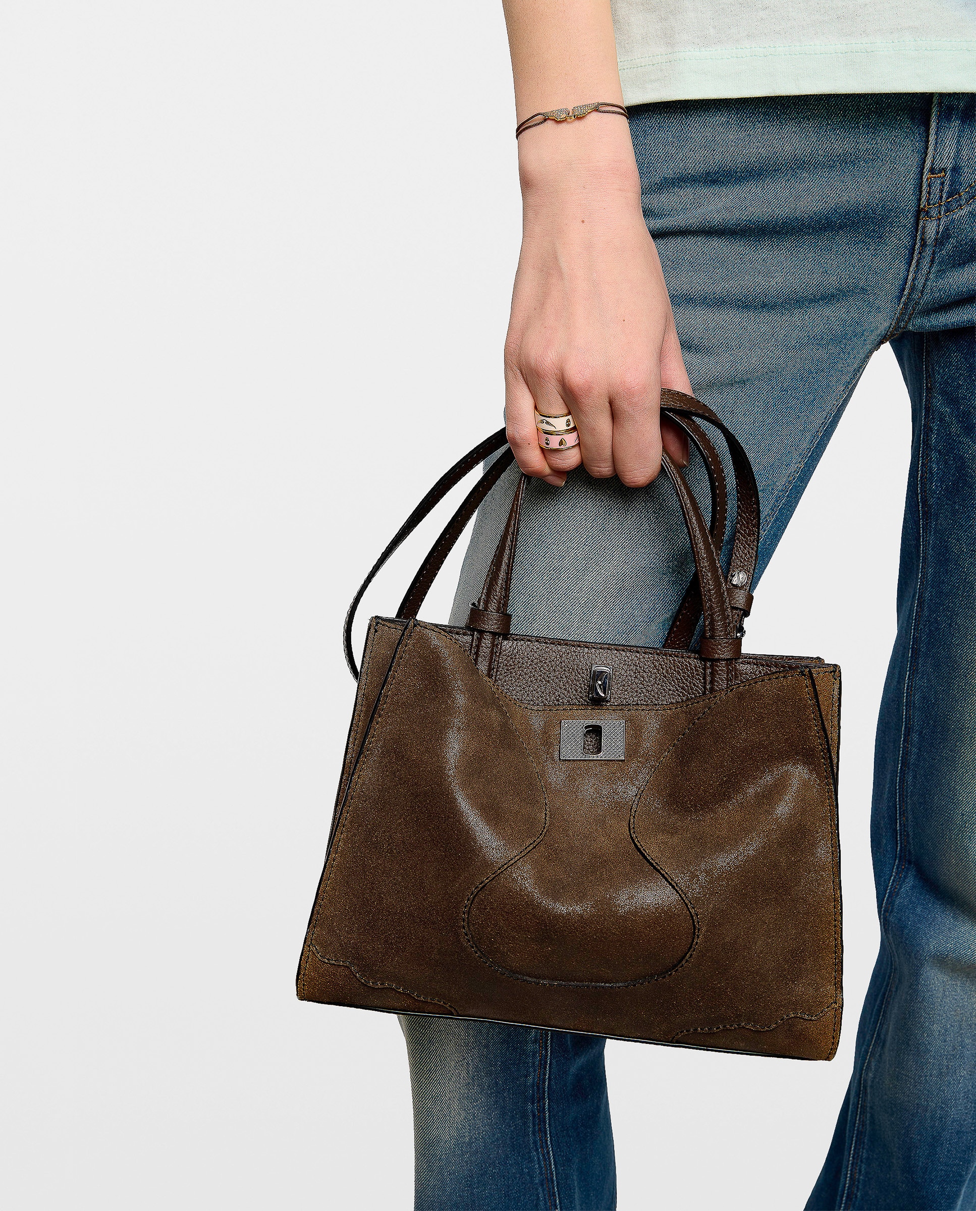 Bolso mini de ante con efecto desgastado y cierre distintivo - Zadig & Voltaire - Marrón Marrón-2