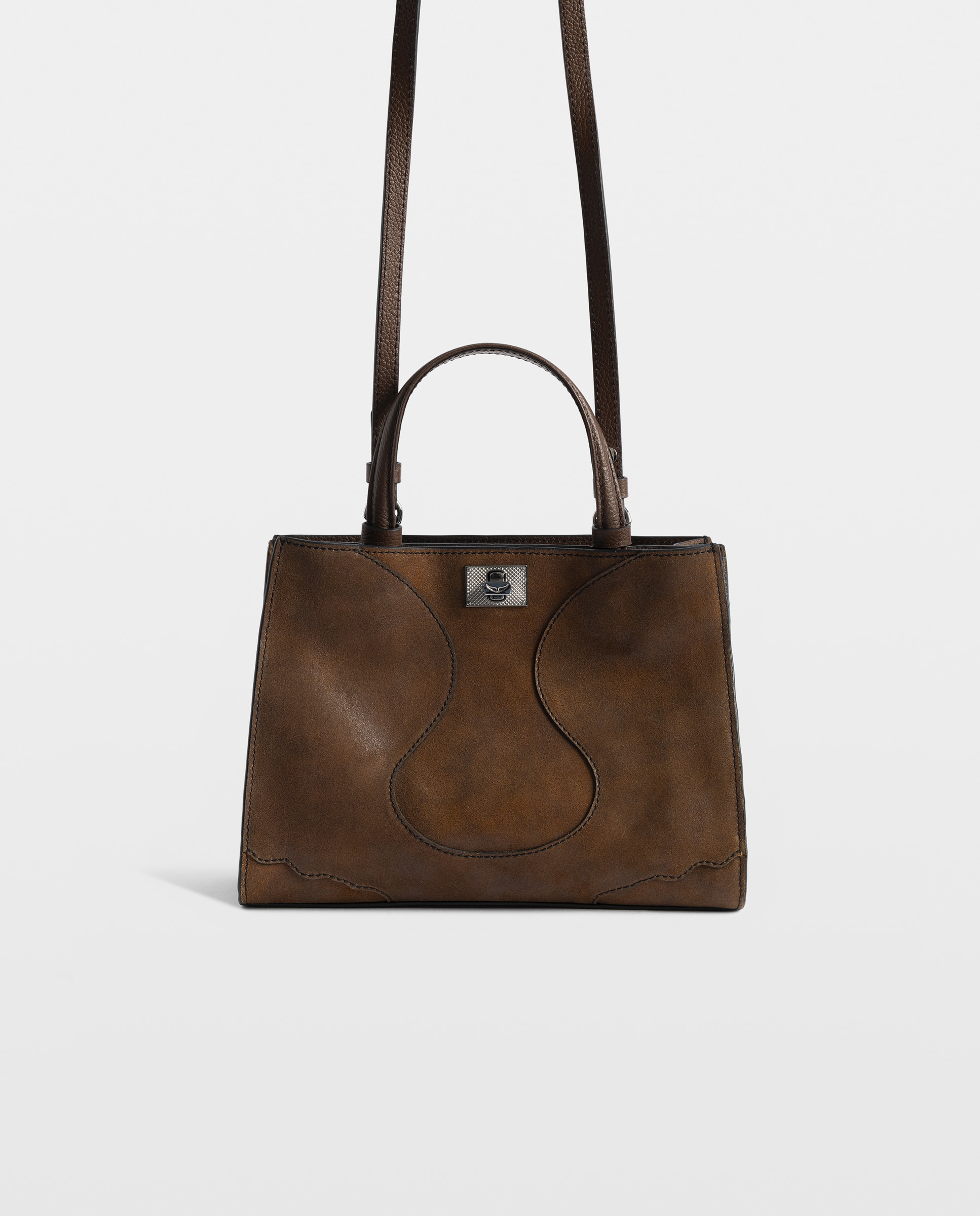 Bolso mini de ante con efecto desgastado y cierre distintivo - Zadig & Voltaire - Marrón Marrón-6