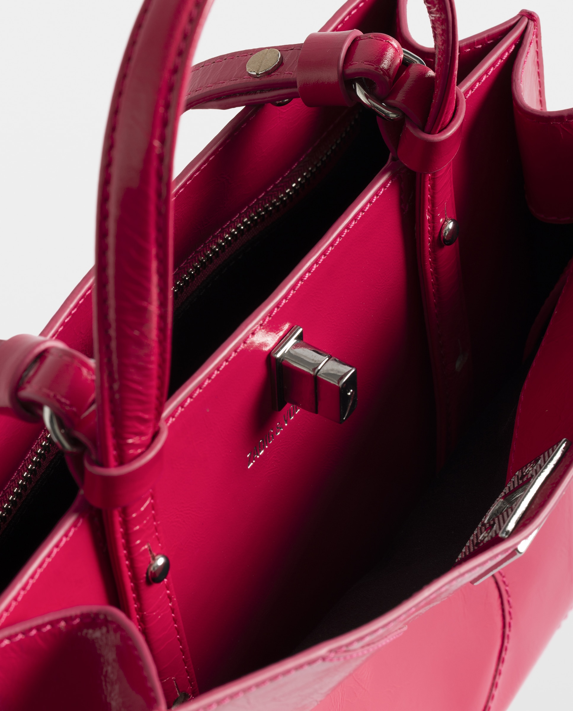 Bolso mini de cuero charol vintage con cierre distintivo - Zadig & Voltaire - Rosa Rosa-6