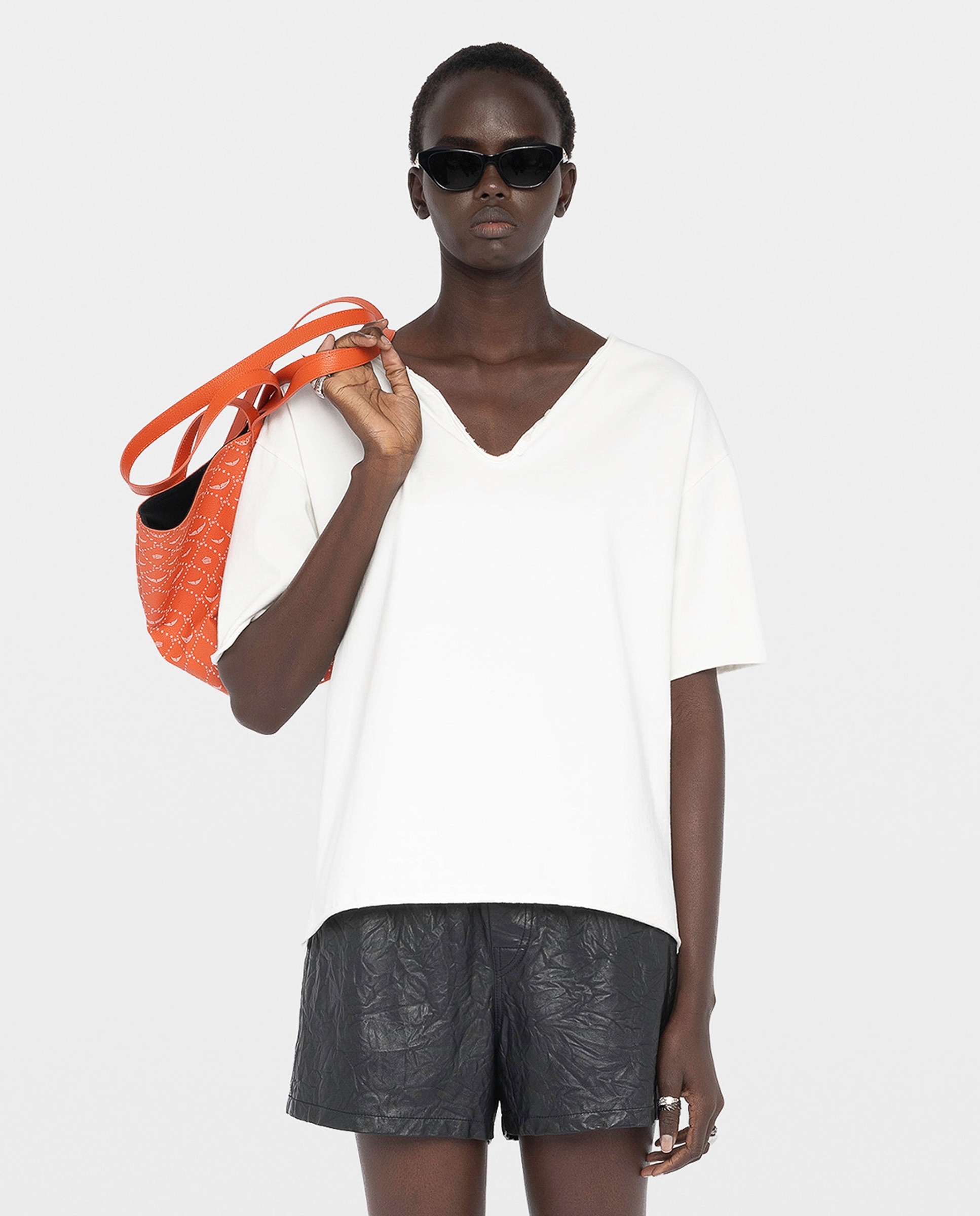 Zadig & Voltaire - Camiseta Tunecina de mujer de manga corta 100% algodón con efecto desgastado.