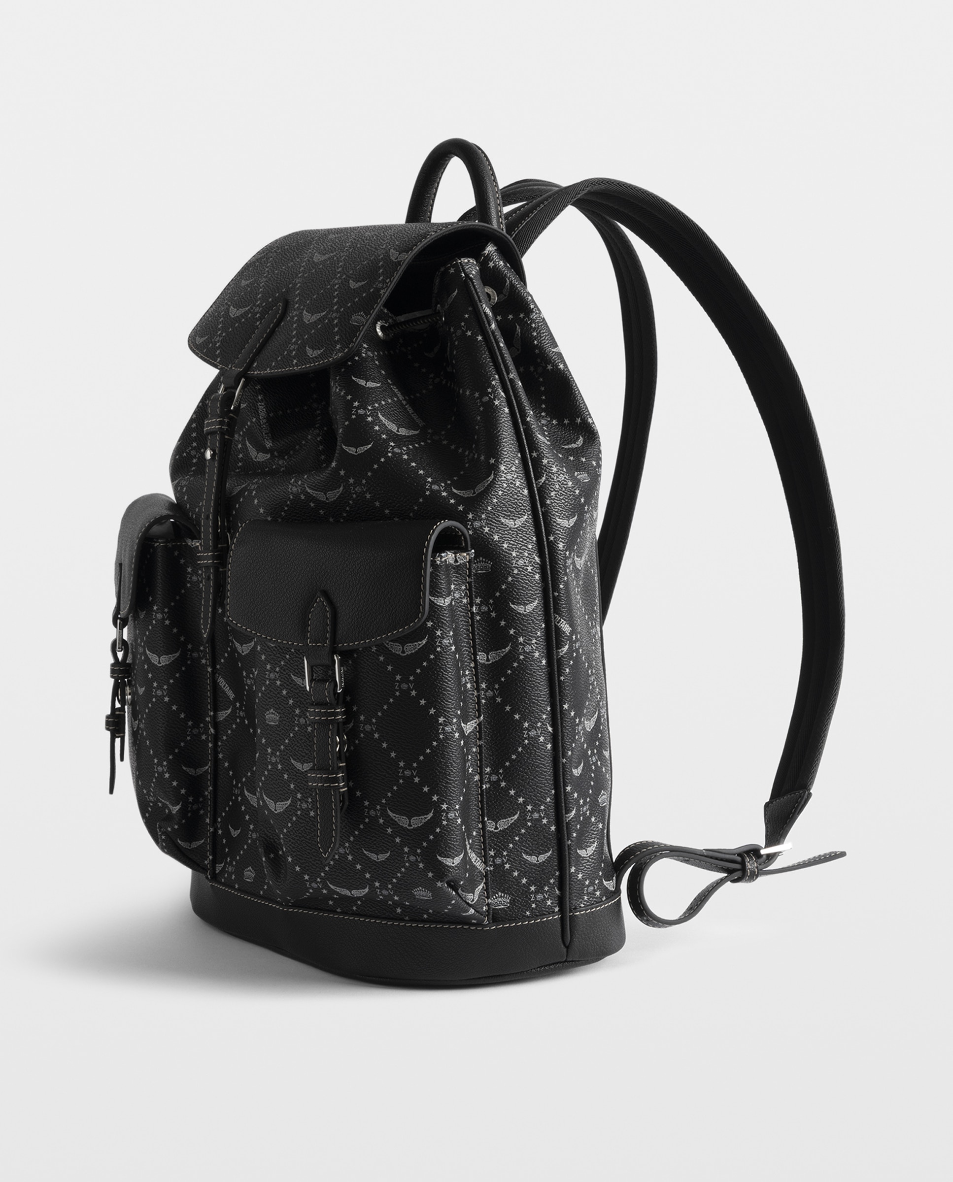 Mochila de viaje mediana en lona revestida con monograma - Zadig & Voltaire - Negro Negro-3