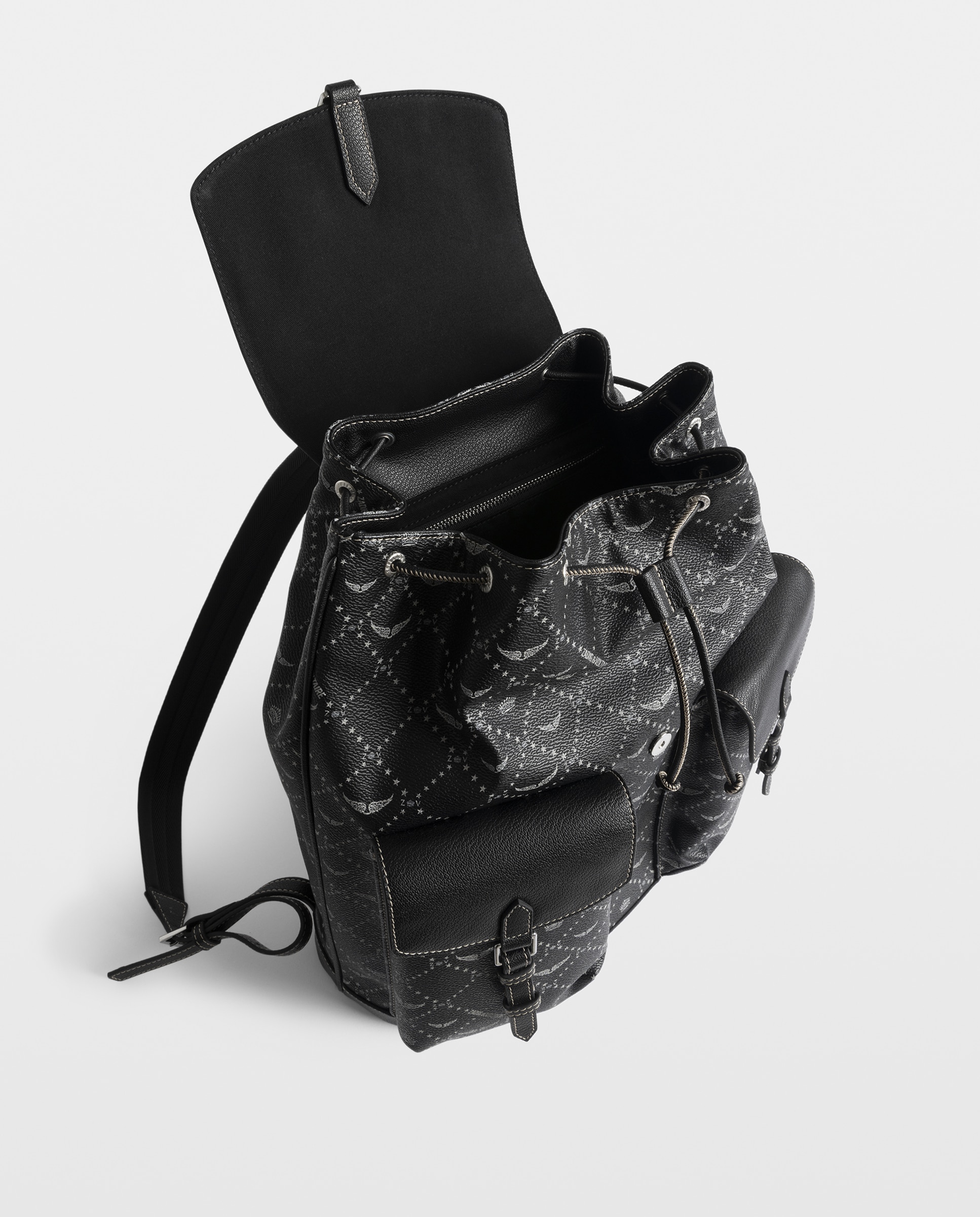 Mochila de viaje mediana en lona revestida con monograma - Zadig & Voltaire - Negro Negro-5
