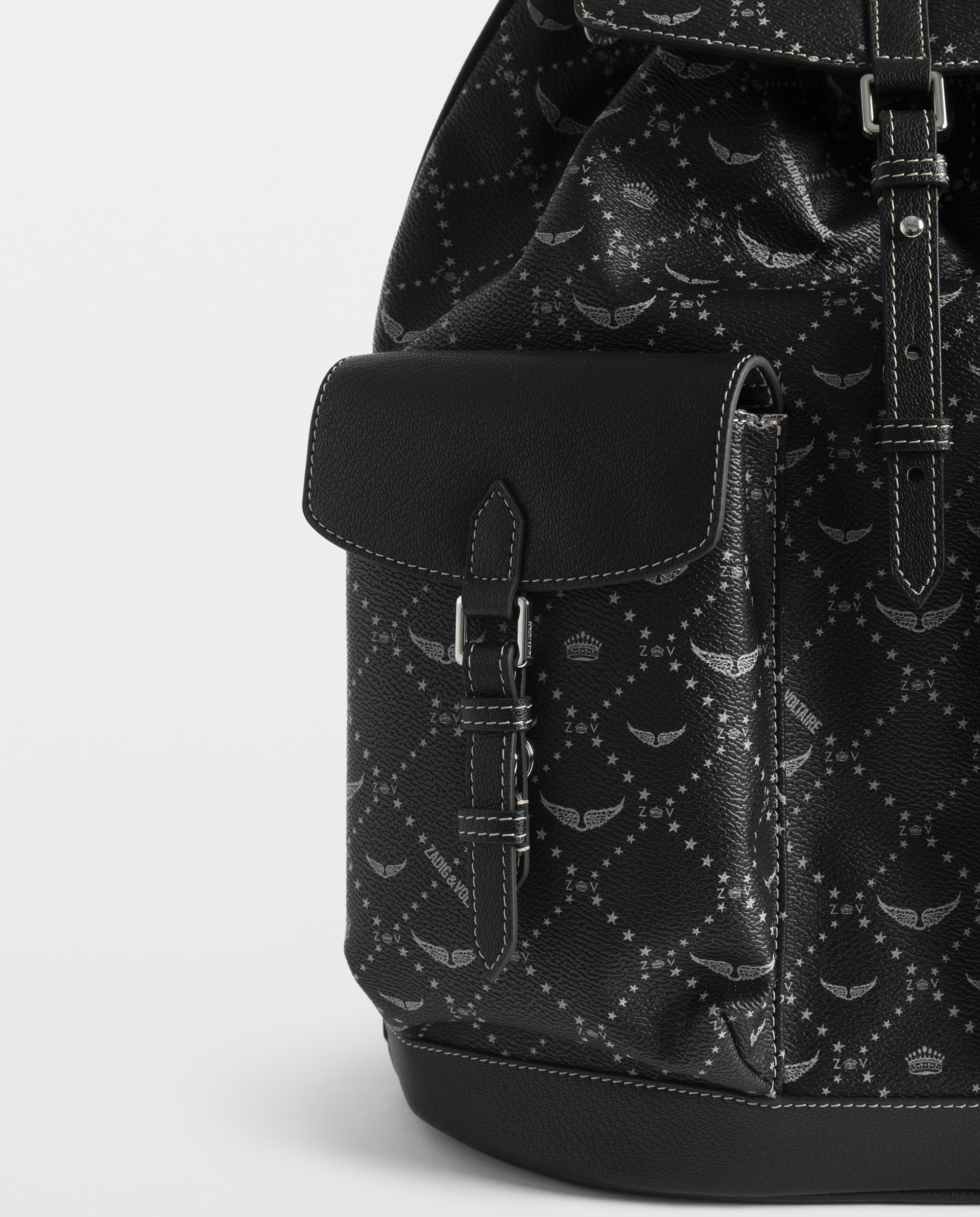 Mochila de viaje mediana en lona revestida con monograma - Zadig & Voltaire - Negro Negro-6