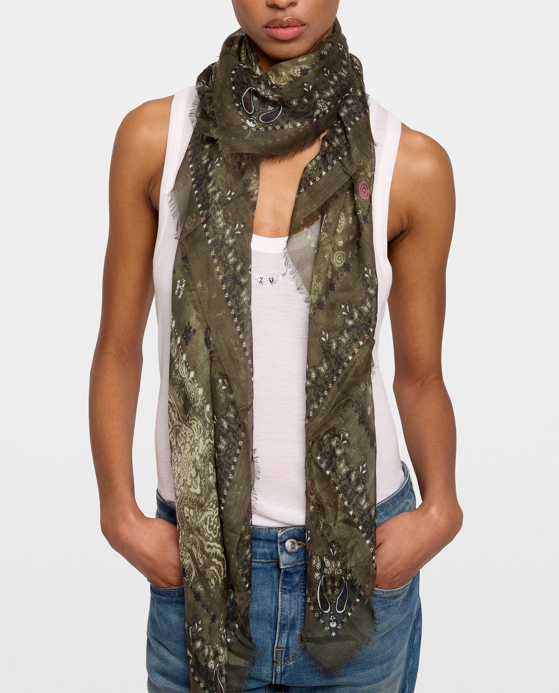 Bandana vintage de mujer de modal con estampado - Zadig & Voltaire - Verde oscuro Verde oscuro-2
