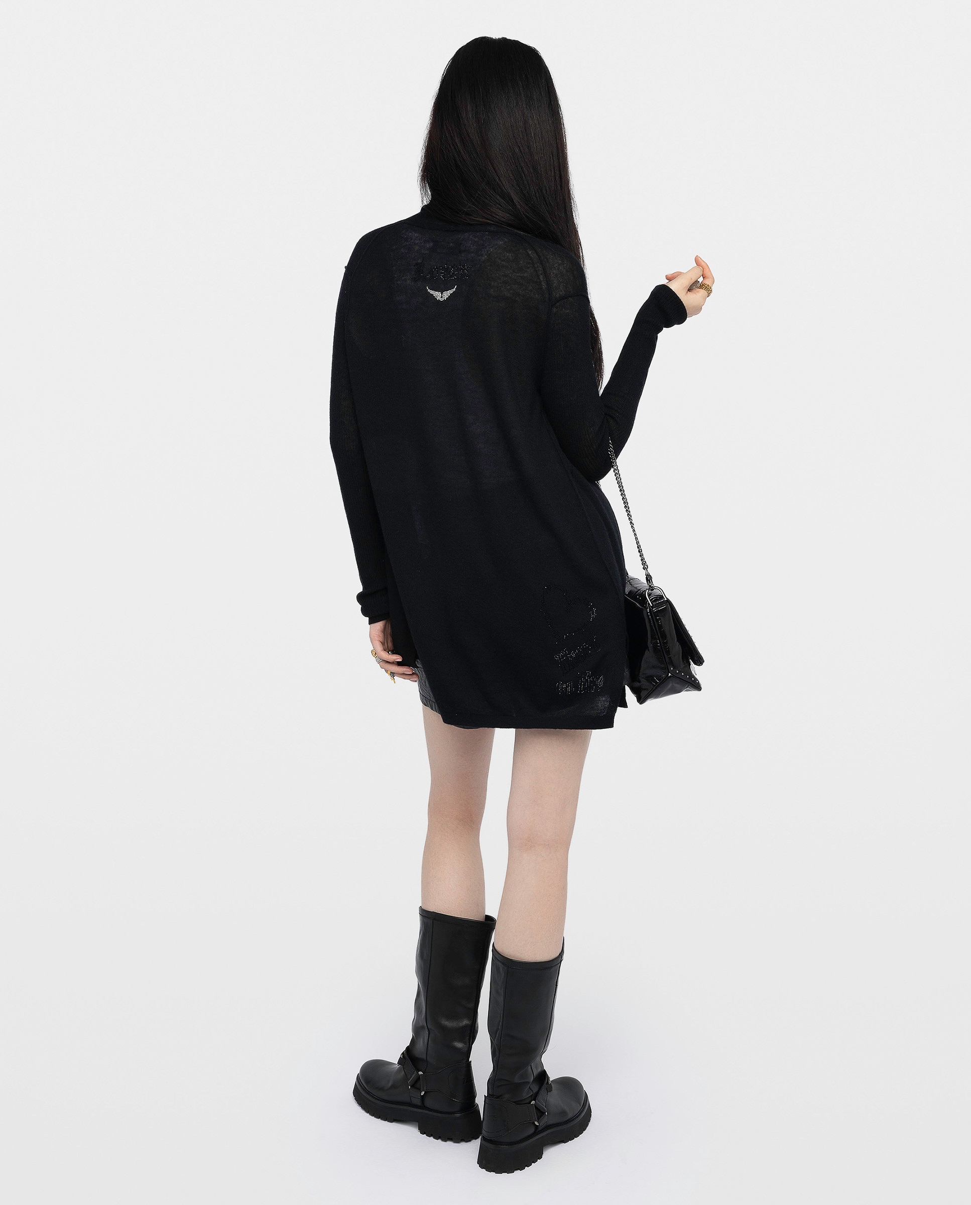 Cárdigan de mujer 100% cachemira largo con cuello chal - Zadig & Voltaire - Negro Negro-2
