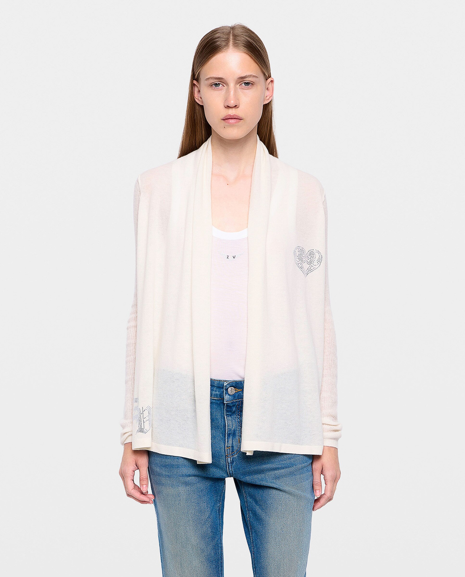 Cárdigan de mujer 100% cachemira largo con cuello chal - Zadig & Voltaire - Beige Beige-1