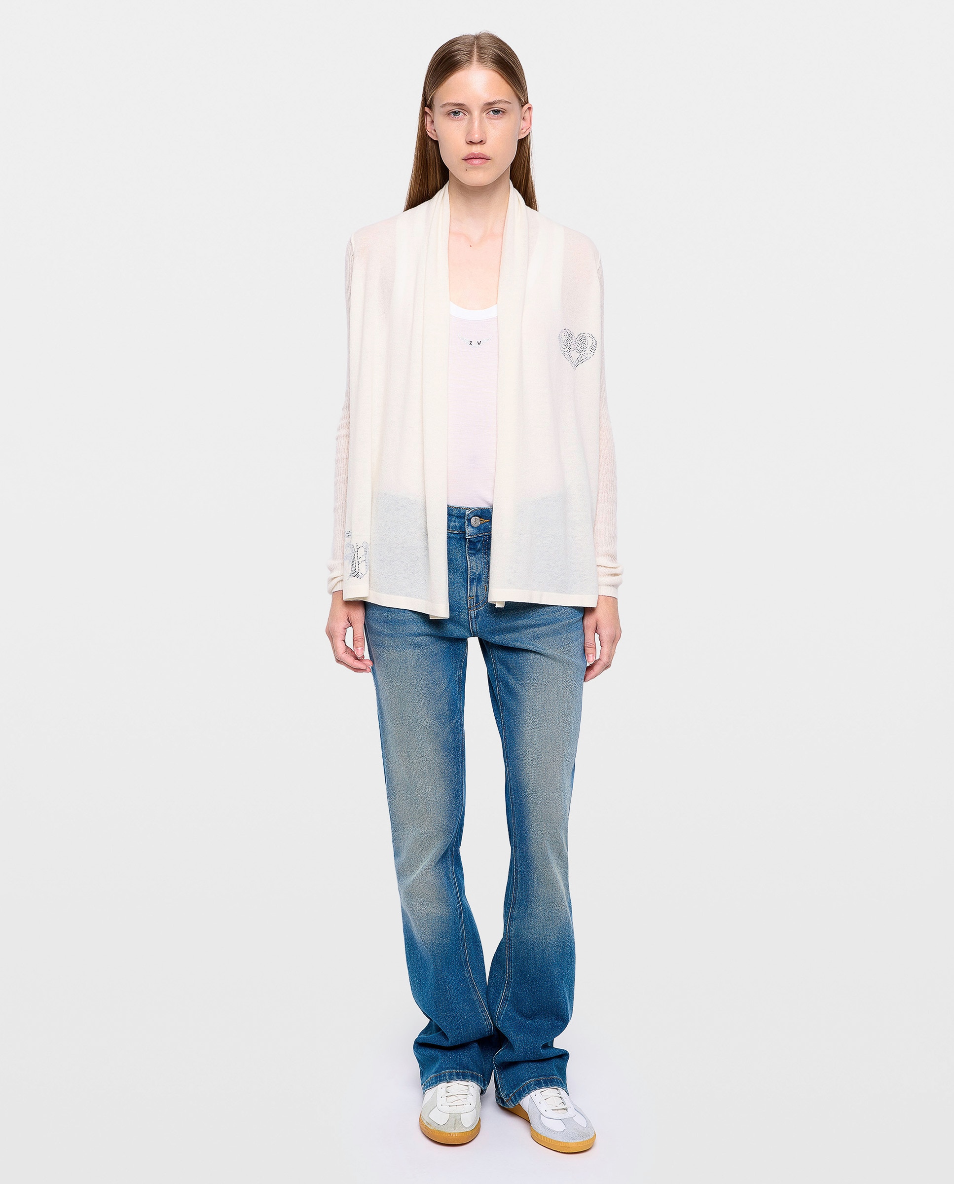 Cárdigan de mujer 100% cachemira largo con cuello chal - Zadig & Voltaire - Beige Beige-3